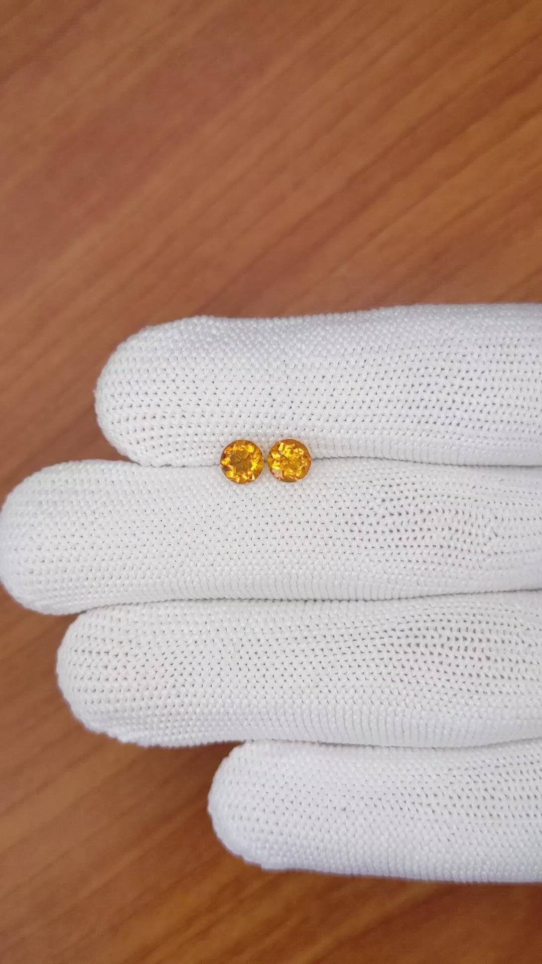 0.92&nbsp;Ct.Tw.Total Carat Weight Orange Madeira Citrine Pair from Brazil Size Video