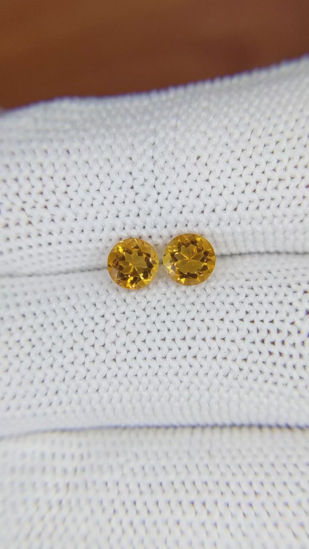 0.93 Ct.Tw.Total Carat Weight Madeira Citrine Pair from Brazil Size Video