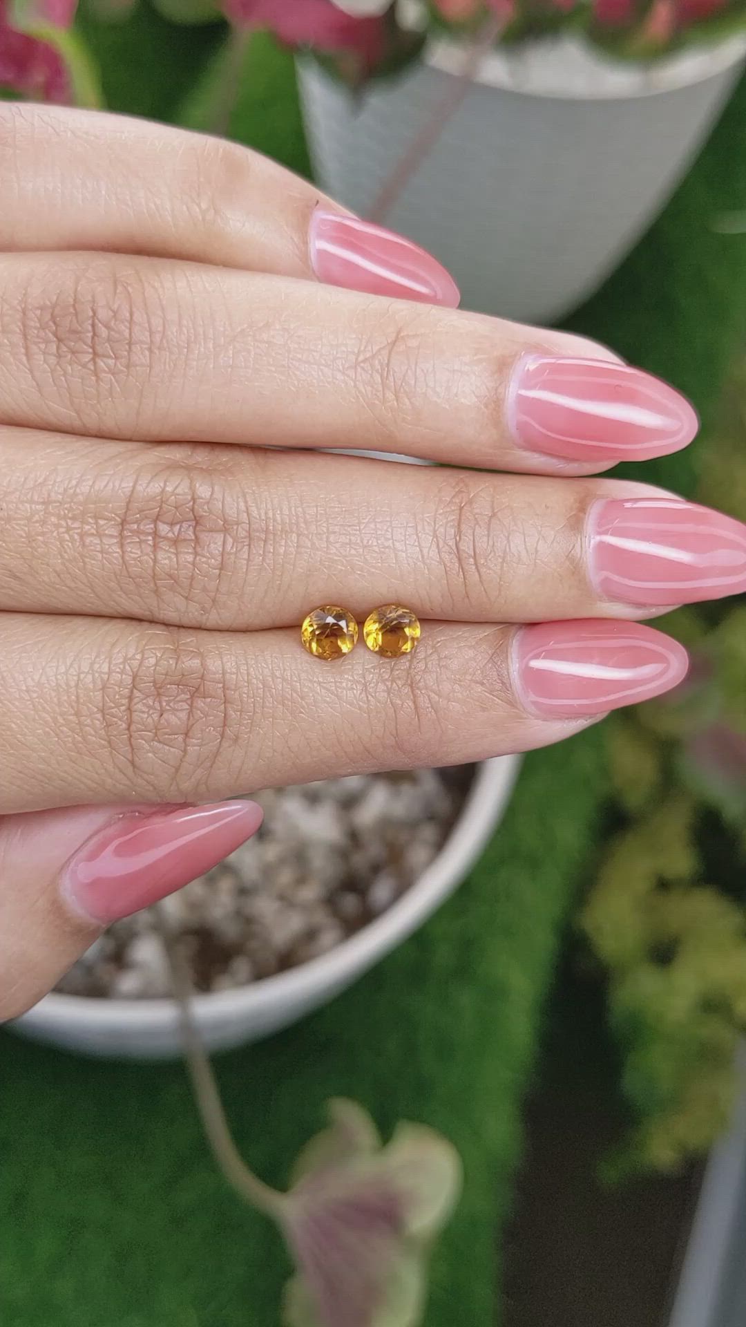 0.93 Ct.Tw.Total Carat Weight Madeira Citrine Pair from Brazil Size Video