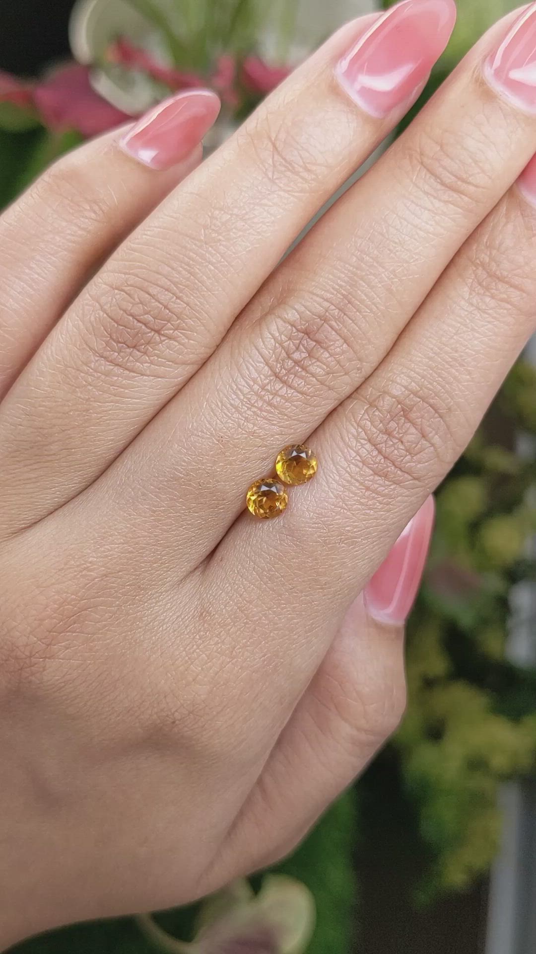 0.93 Ct.Tw.Total Carat Weight Madeira Citrine Pair from Brazil Size Video