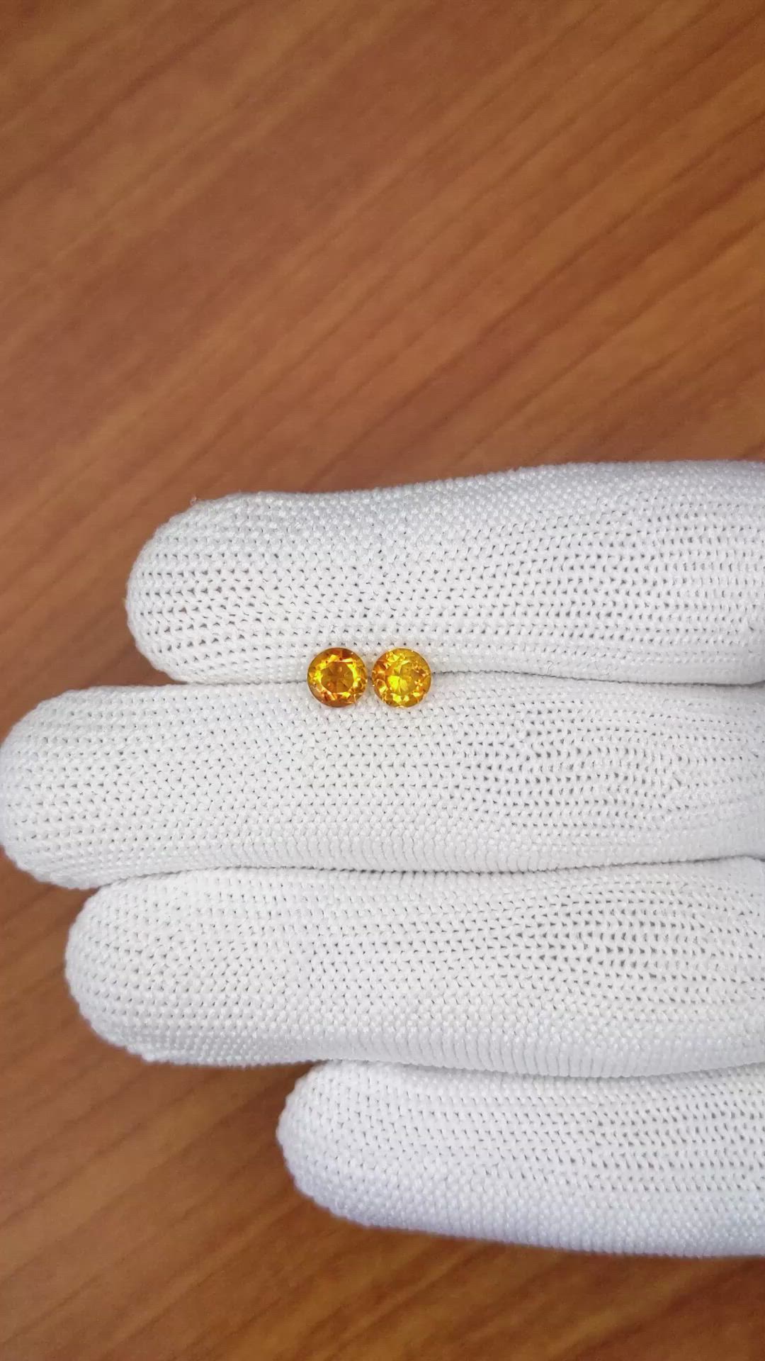 0.91&nbsp;Ct.Tw.Total Carat Weight Orange Madeira Citrine Pair from Brazil Size Video
