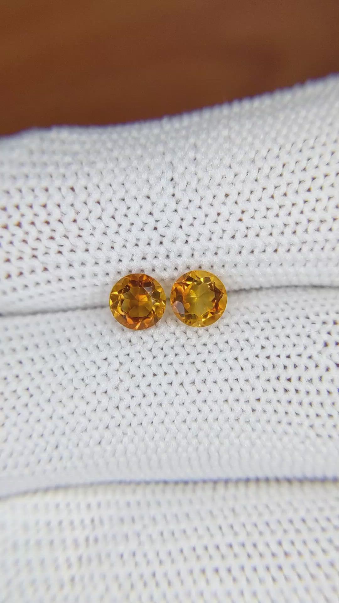 0.91&nbsp;Ct.Tw.Total Carat Weight Orange Madeira Citrine Pair from Brazil Size Video
