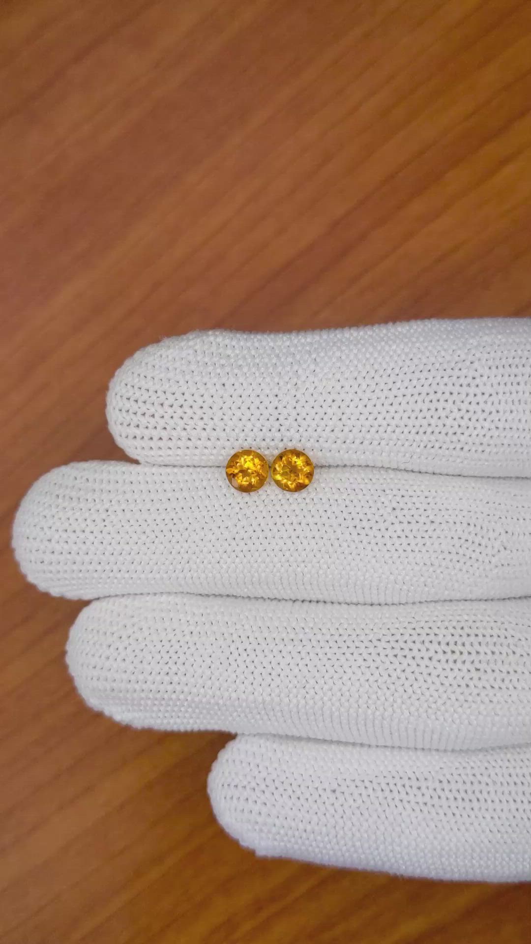 0.91 Ct.Tw.Total Carat Weight Madeira Citrine Pair from Brazil Size Video