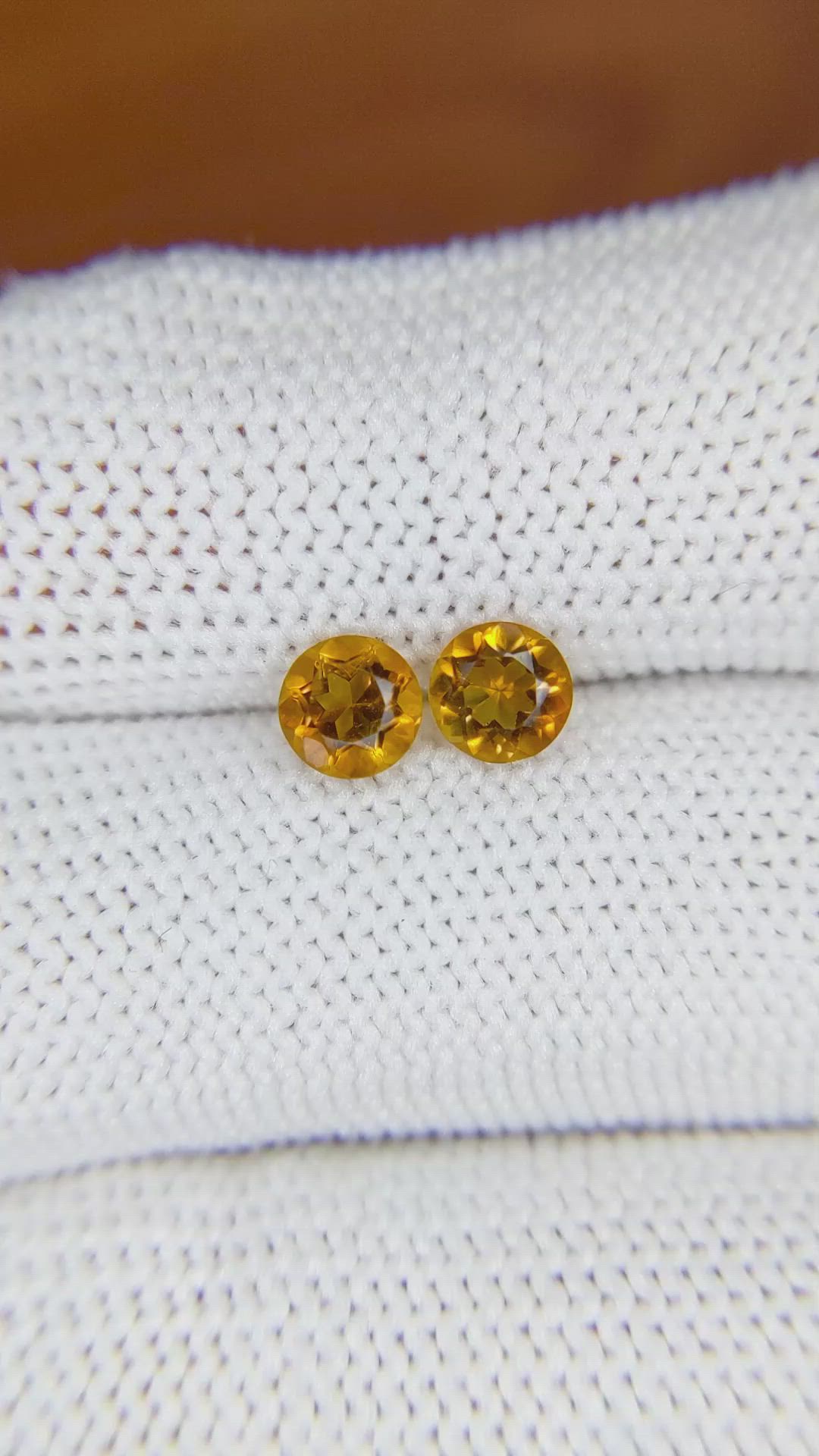 0.91 Ct.Tw.Total Carat Weight Madeira Citrine Pair from Brazil Size Video