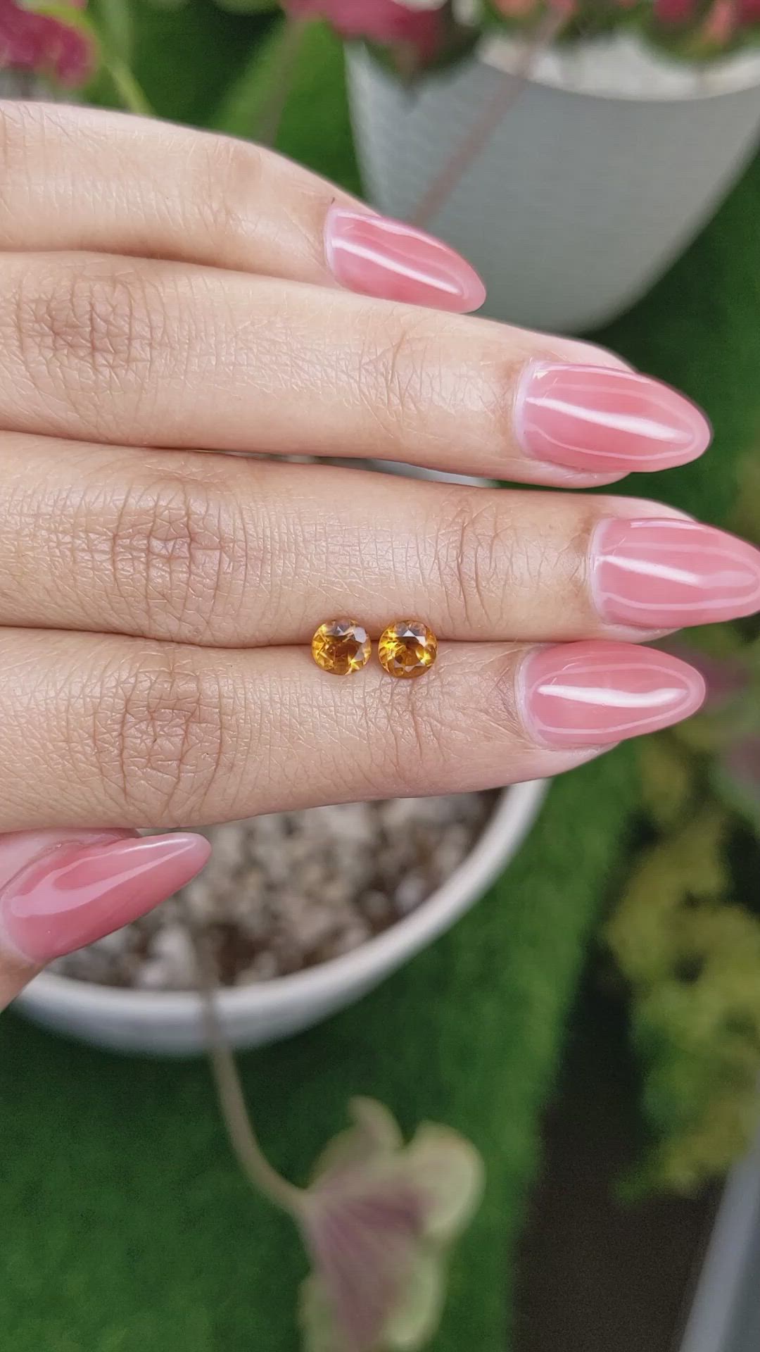 0.91 Ct.Tw.Total Carat Weight Madeira Citrine Pair from Brazil Size Video