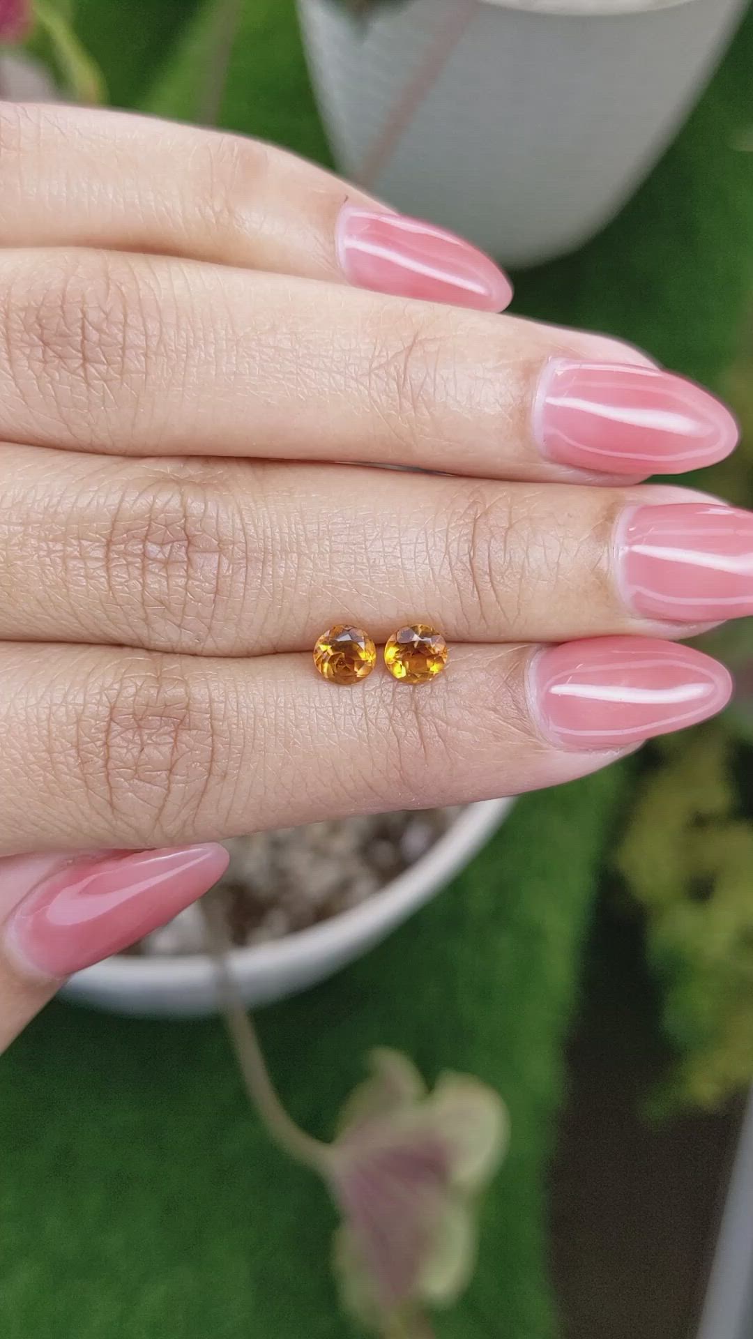 0.94 Ct.Tw.Total Carat Weight Madeira Citrine Pair from Brazil Size Video