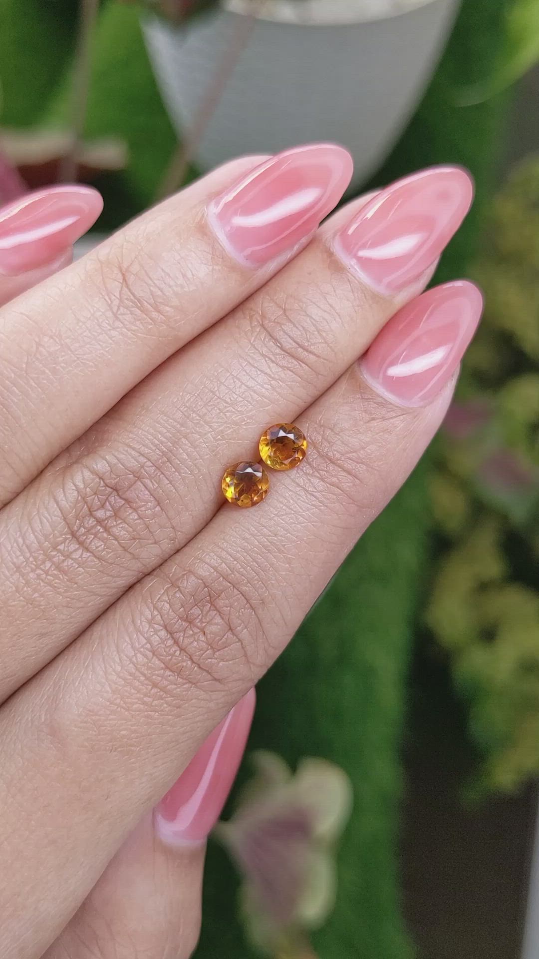 0.94 Ct.Tw.Total Carat Weight Madeira Citrine Pair from Brazil Size Video