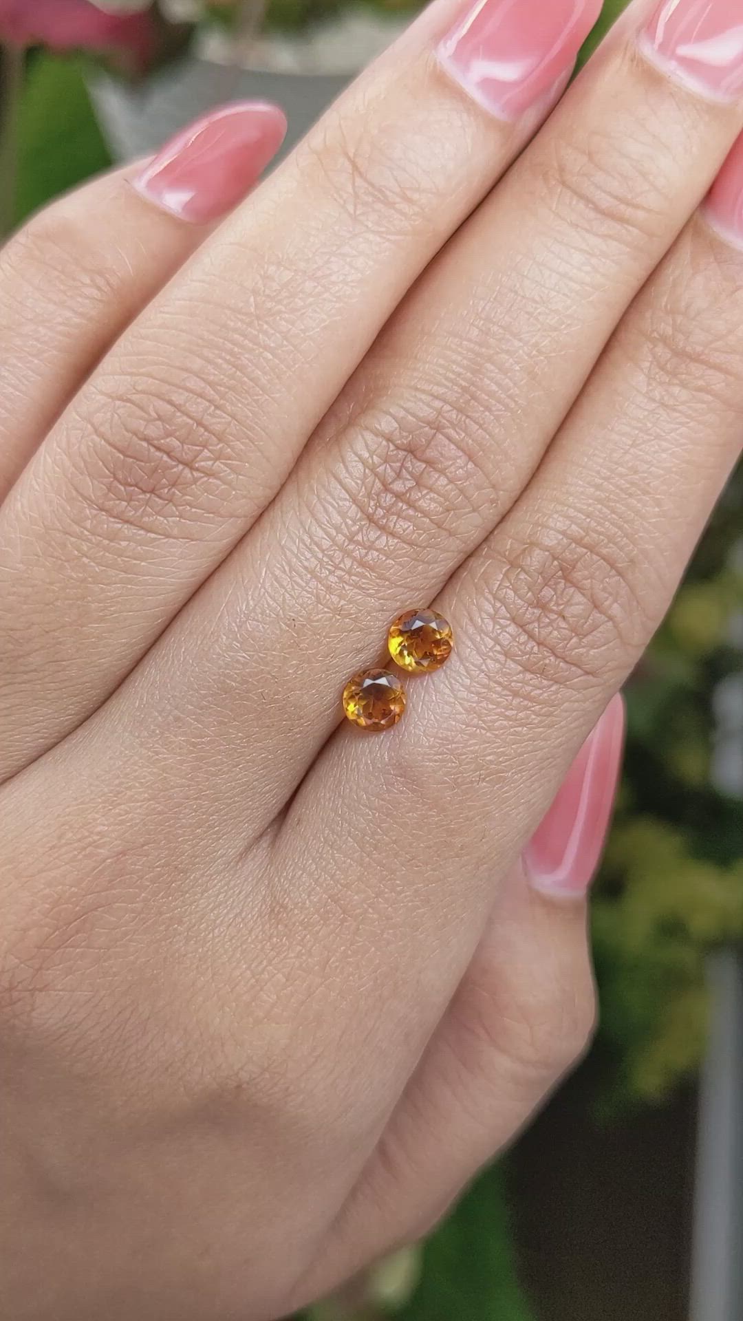 0.94 Ct.Tw.Total Carat Weight Madeira Citrine Pair from Brazil Size Video