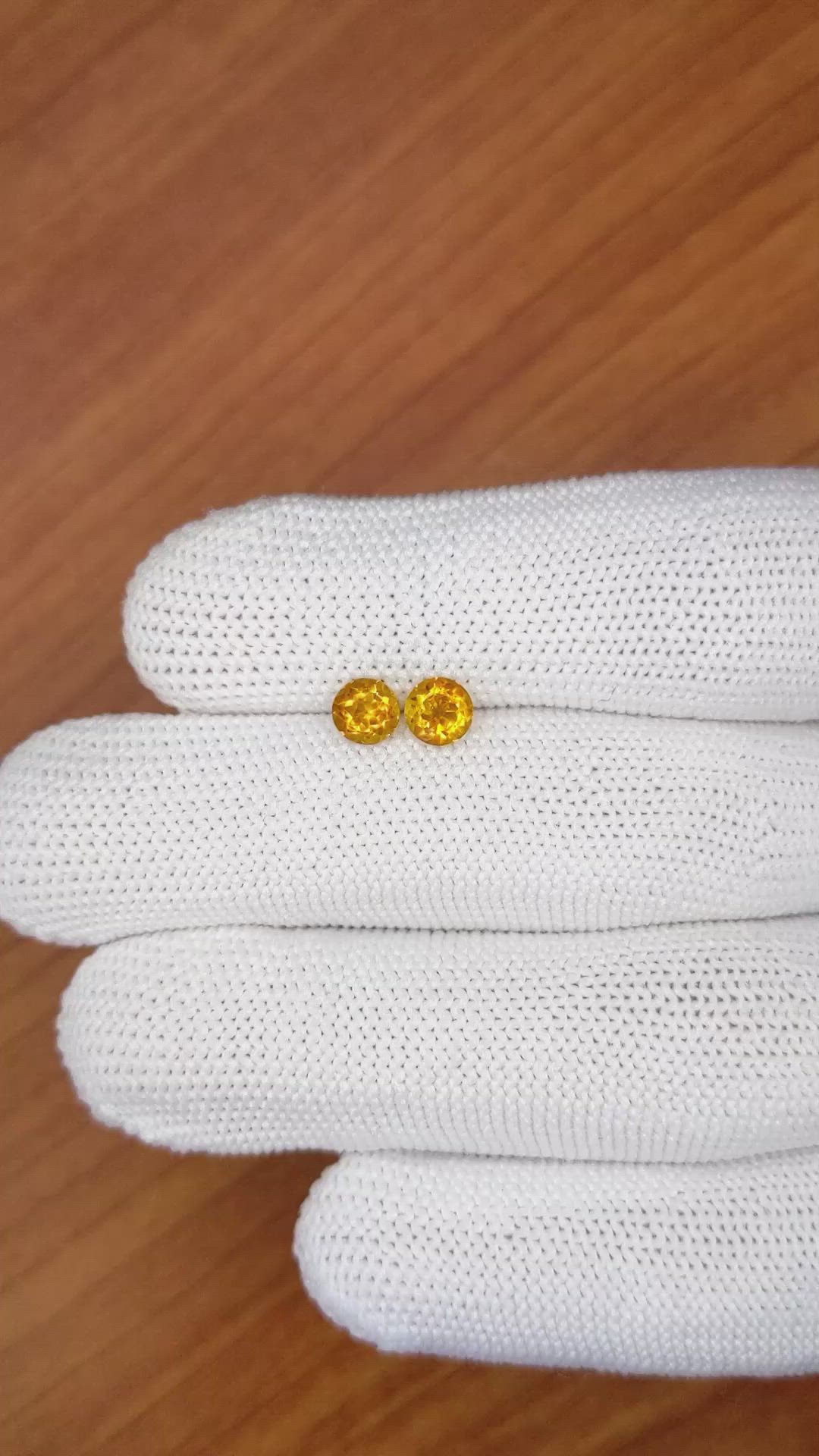 0.94 Ct.Tw.Total Carat Weight Madeira Citrine Pair from Brazil Size Video