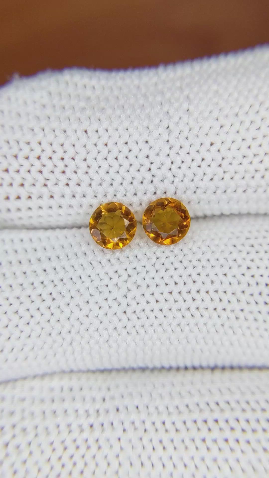 0.76&nbsp;Ct.Tw.Total Carat Weight Yellowish Orange Madeira Citrine Pair from Brazil Size Video