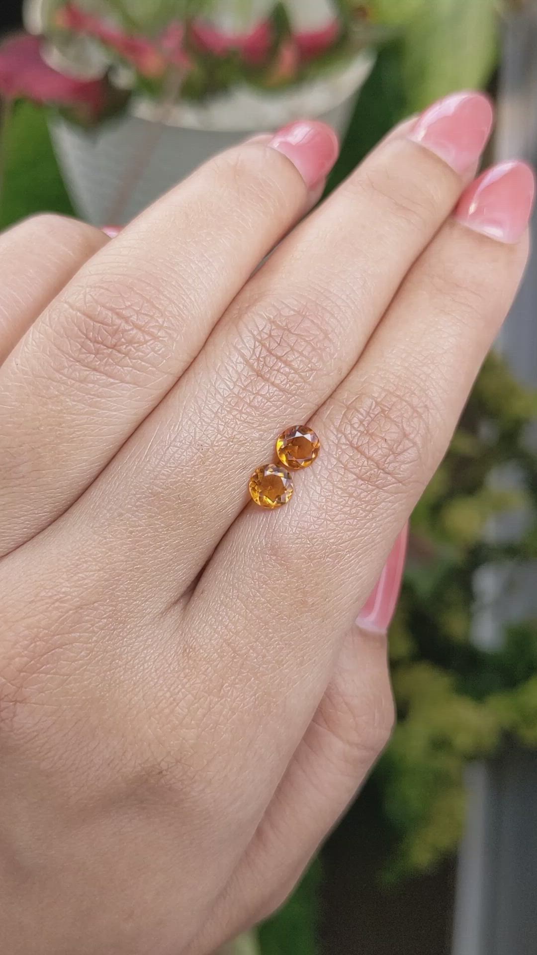 0.76&nbsp;Ct.Tw.Total Carat Weight Yellowish Orange Madeira Citrine Pair from Brazil Size Video