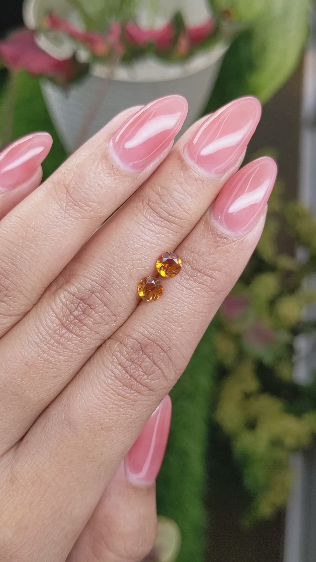 0.76&nbsp;Ct.Tw.Total Carat Weight Yellowish Orange Madeira Citrine Pair from Brazil Size Video