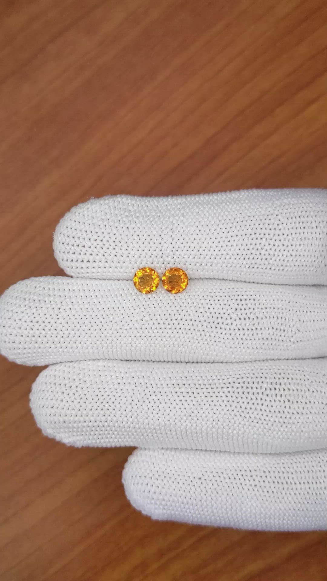 0.76&nbsp;Ct.Tw.Total Carat Weight Yellowish Orange Madeira Citrine Pair from Brazil Size Video