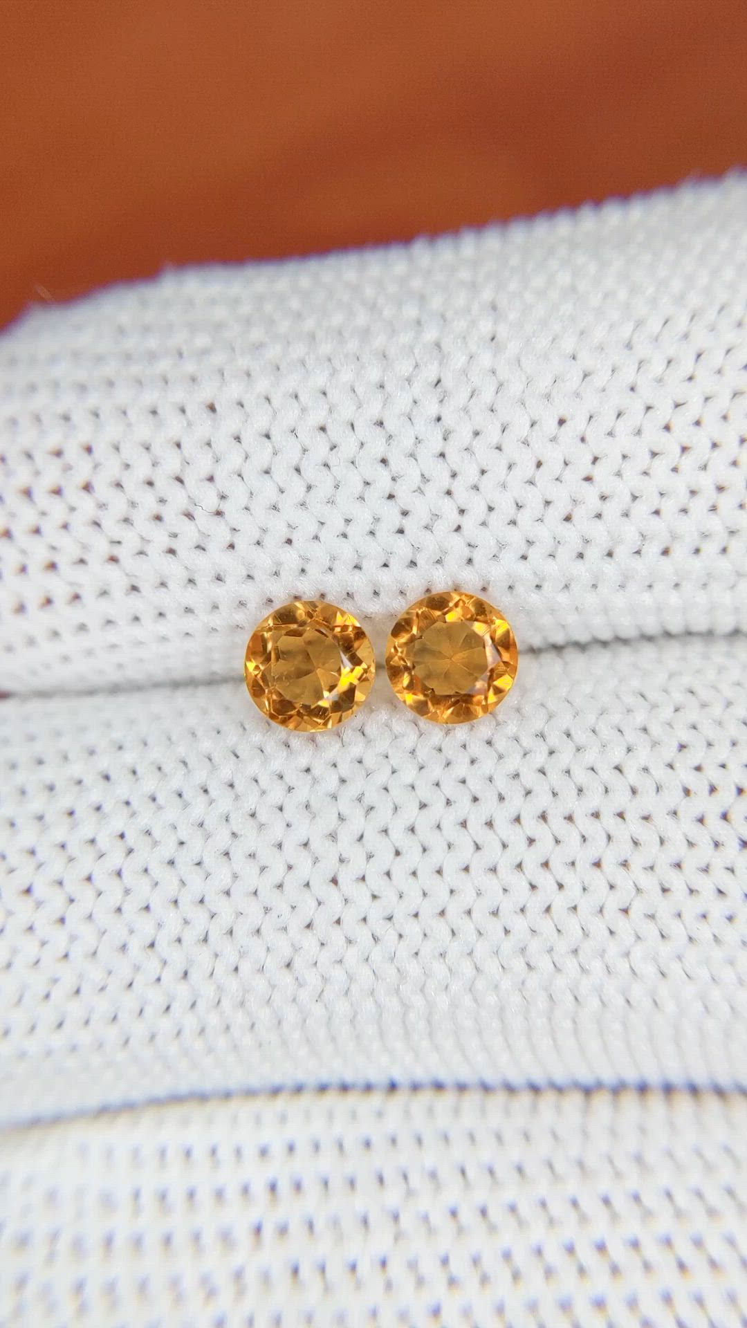 0.86&nbsp;Ct.Tw.Total Carat Weight Yellowish Orange Madeira Citrine Pair from Brazil Size Video