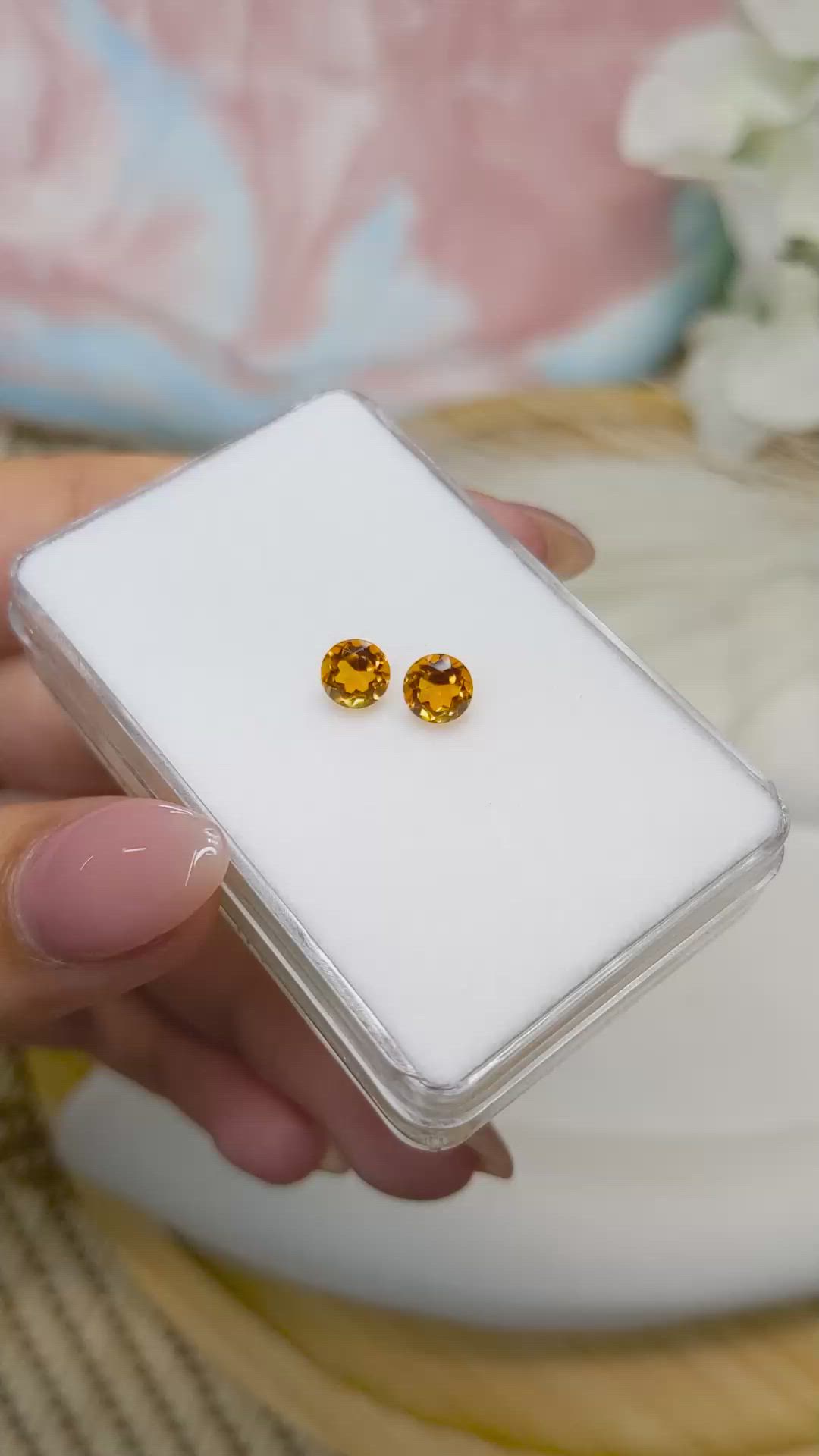 0.93&nbsp;Ct.Tw.Total Carat Weight Yellowish Orange Madeira Citrine Pair from Brazil Size Video