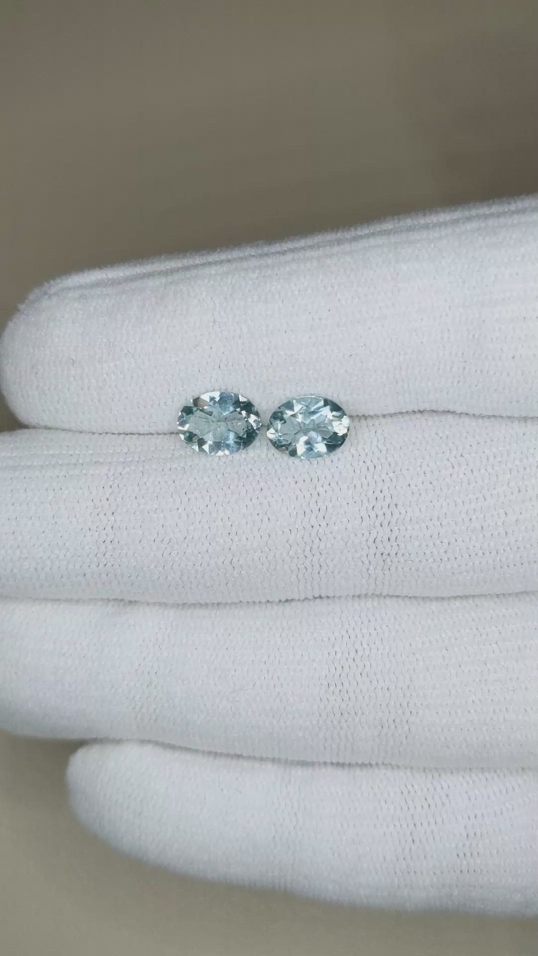 2.00&nbsp;Ct.Tw.Total Carat Weight Blue Aquamarine Pair from Madagascar Size Video