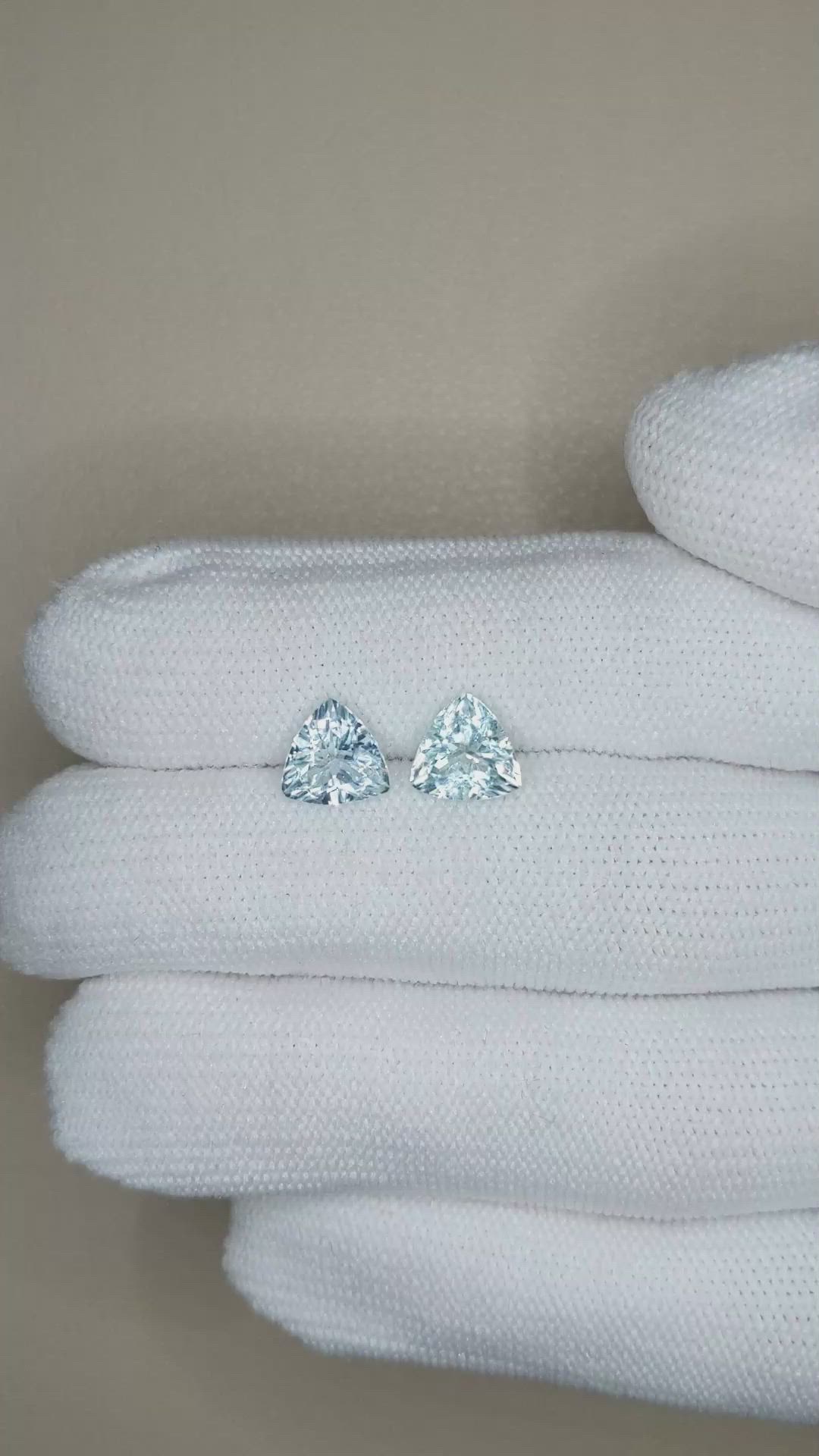 2.44&nbsp;Ct.Tw.Total Carat Weight Blue Aquamarine Pair from Madagascar Size Video