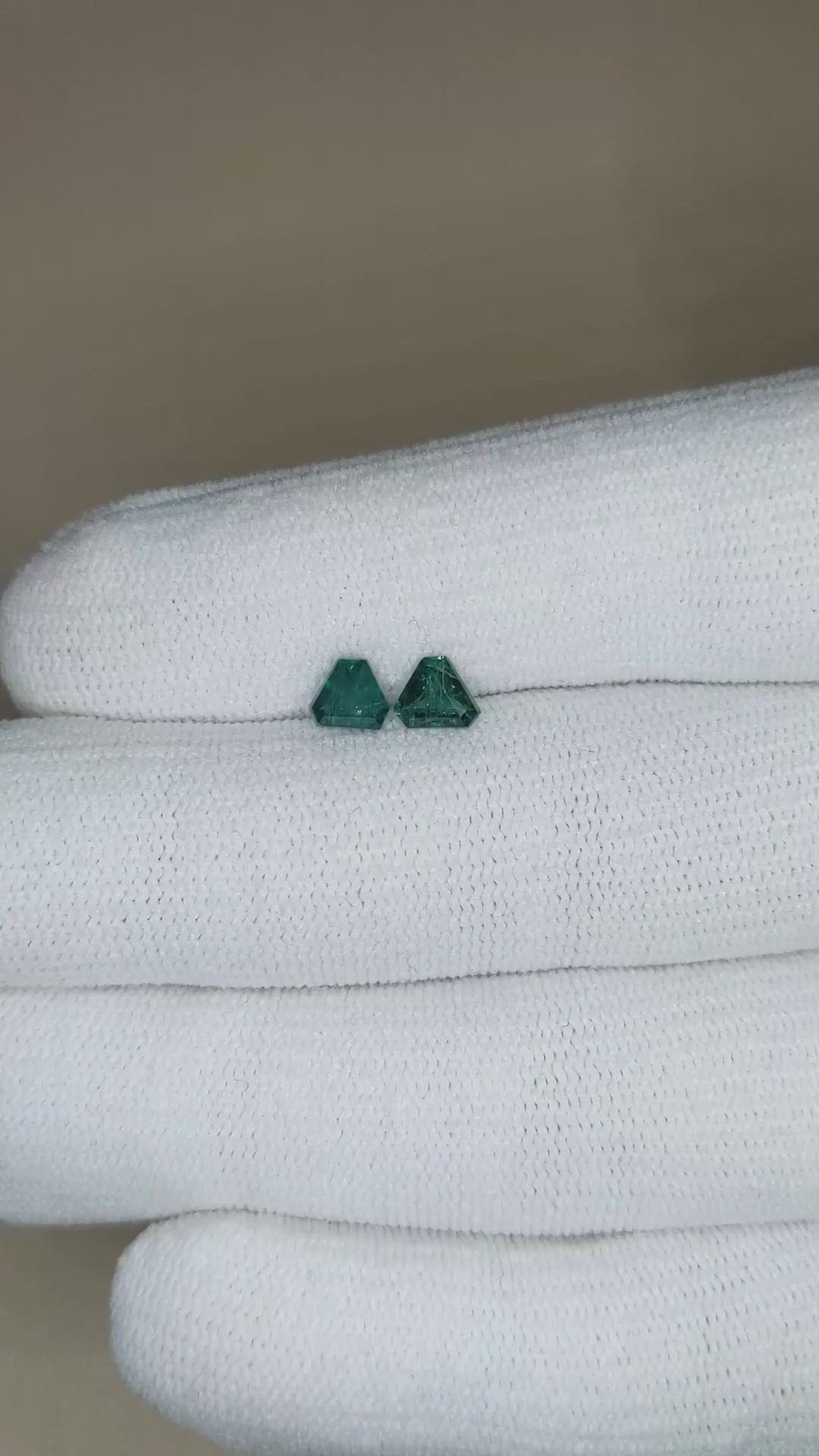 0.80&nbsp;Ct.Tw.Total Carat Weight Green Grandidierite Pair from Madagascar Size Video