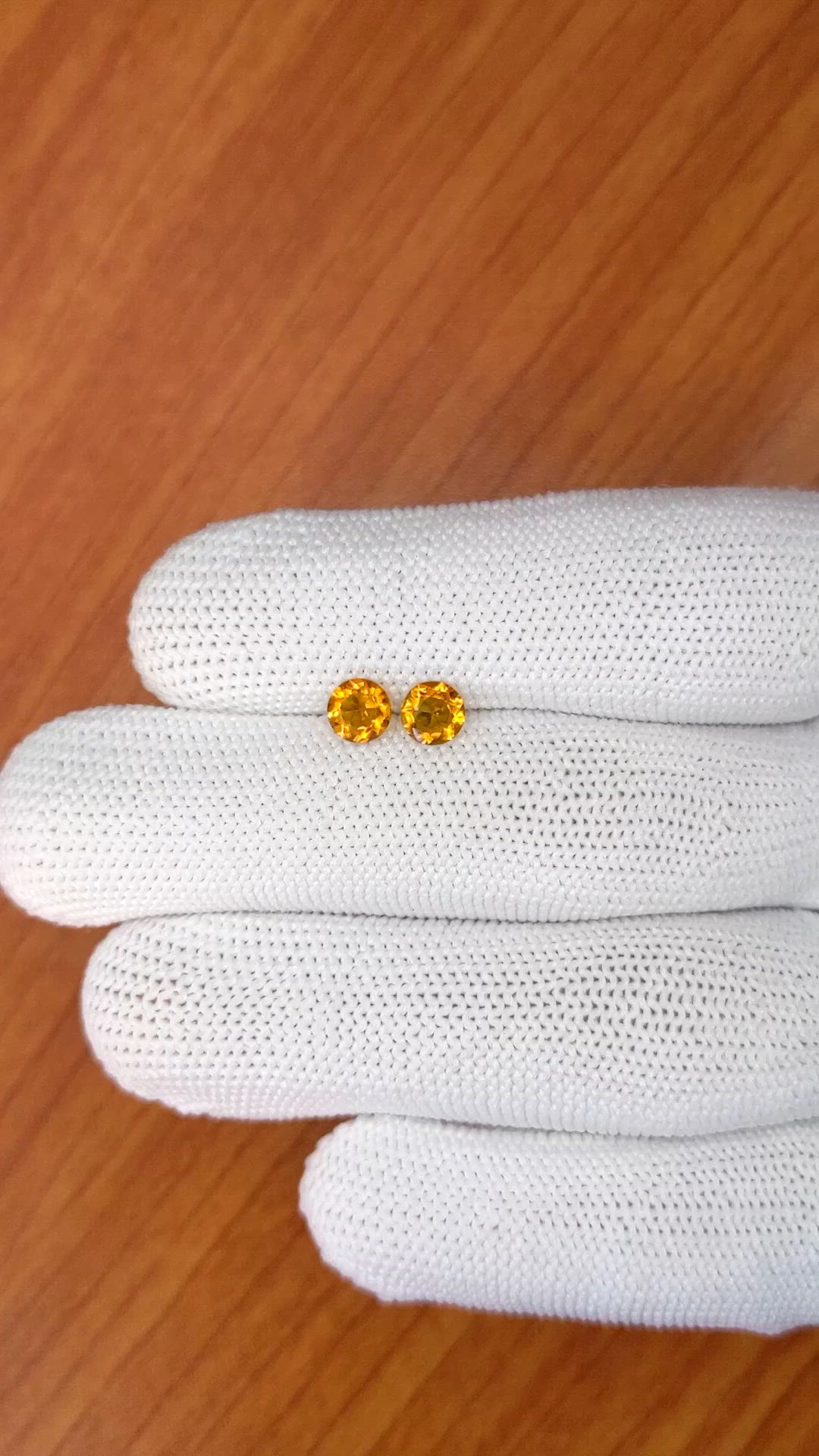 0.79&nbsp;Ct.Tw.Total Carat Weight Yellowish Orange Madeira Citrine Pair from Brazil Size Video