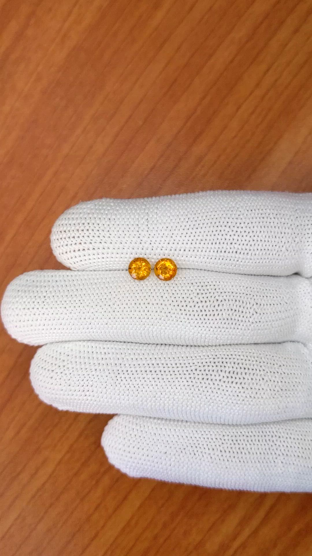 0.93&nbsp;Ct.Tw.Total Carat Weight Orange Madeira Citrine Pair from Brazil Size Video