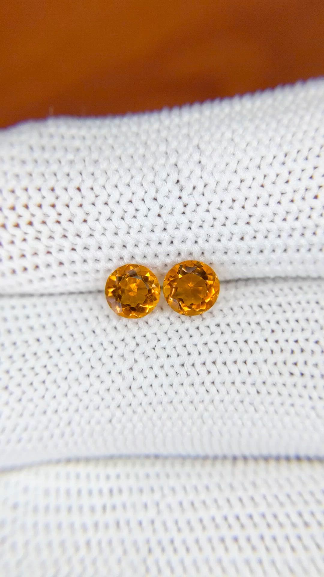 0.91 Ct.Tw.Total Carat Weight Orange Madeira Citrine Pair from Brazil Size Video