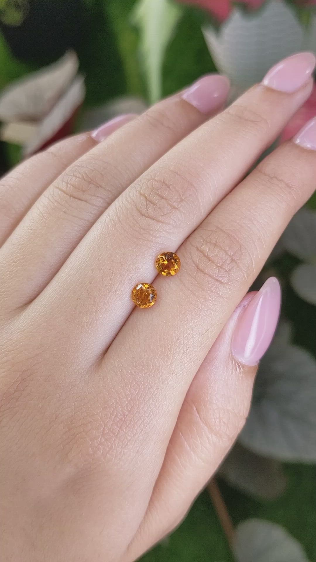 0.88 Ct.Tw.Total Carat Weight Orange Madeira Citrine Pair from Brazil Size Video