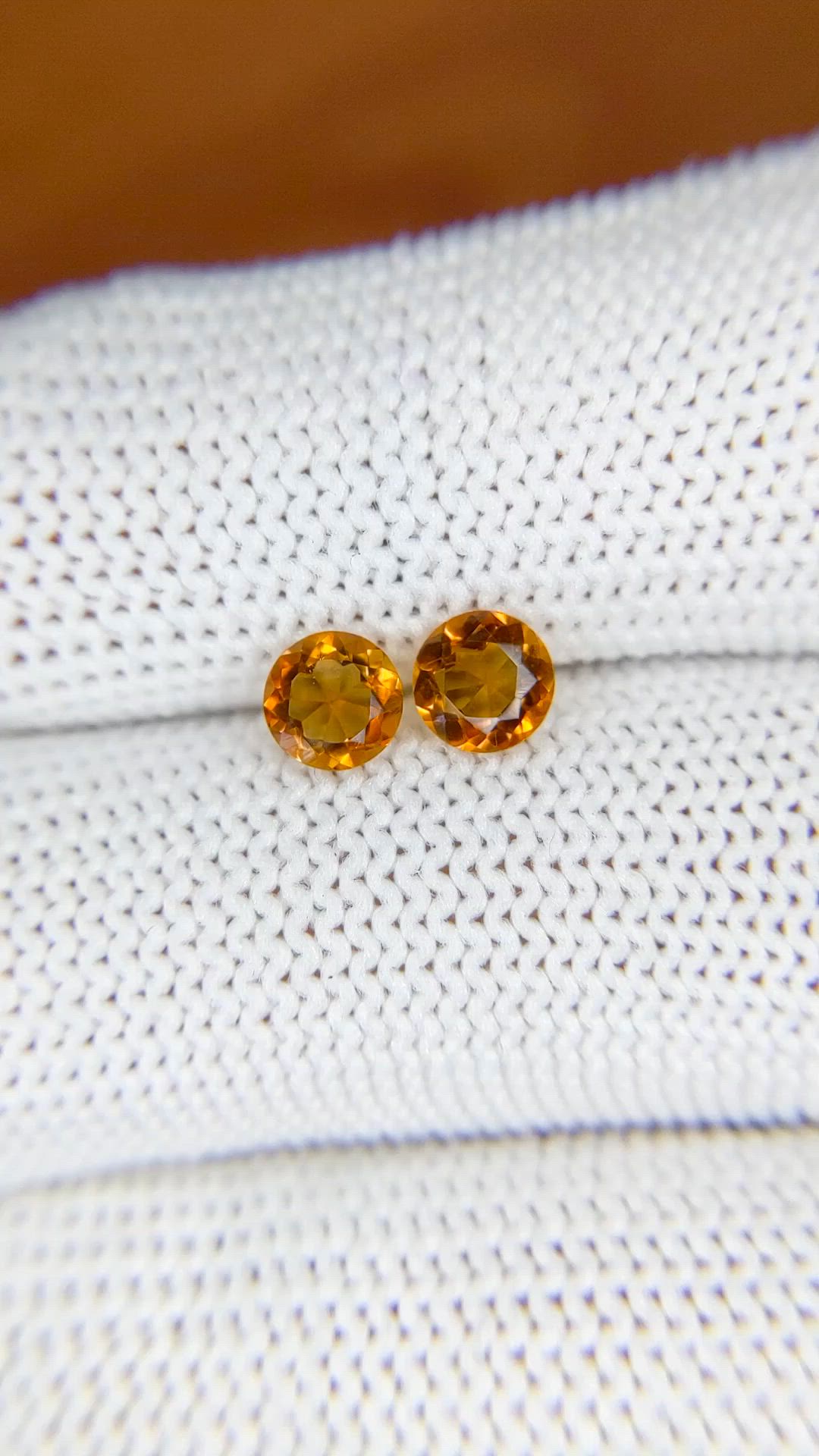 0.84&nbsp;Ct.Tw.Total Carat Weight Yellowish Orange Madeira Citrine Pair from Brazil Size Video