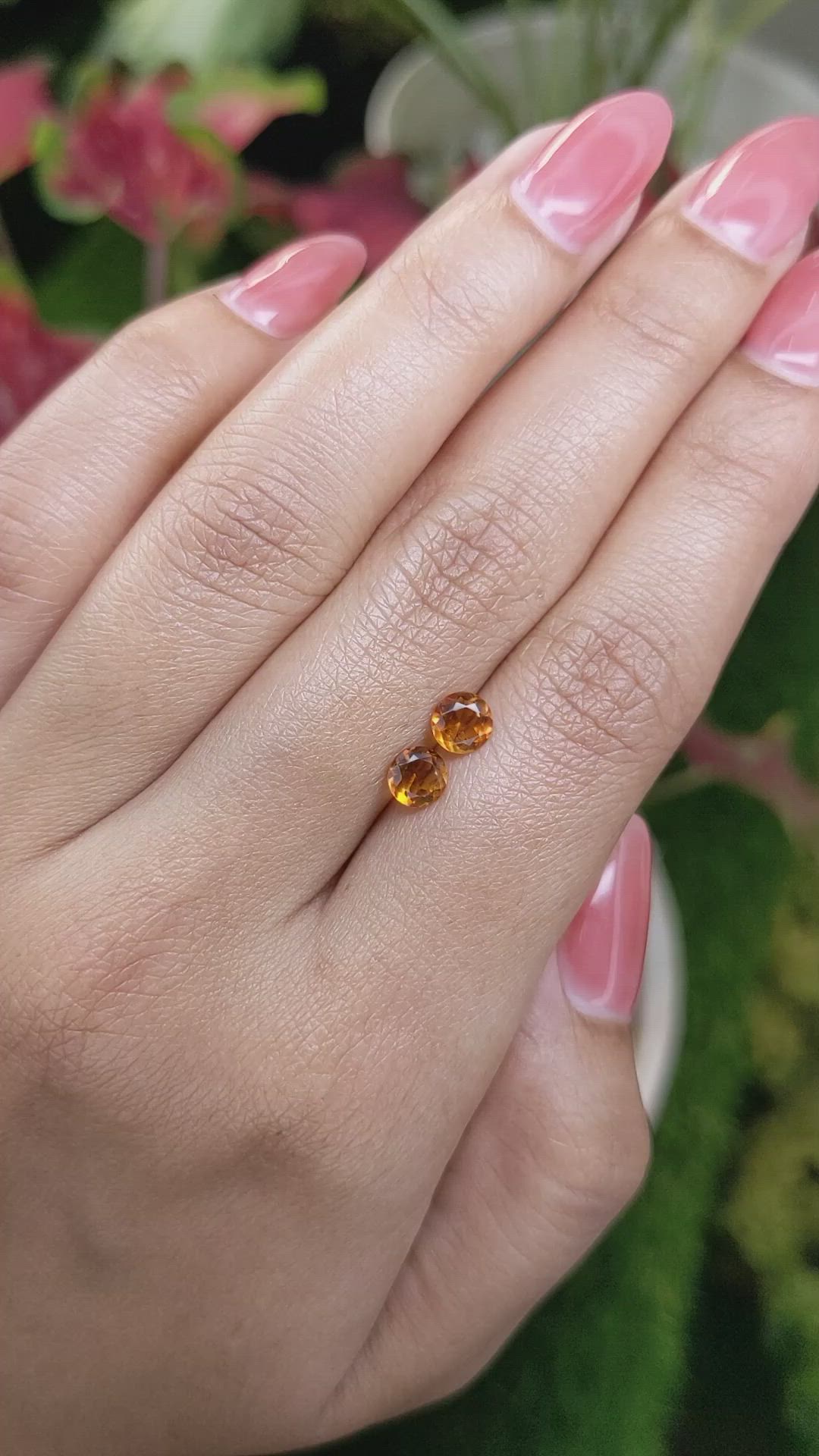 0.84&nbsp;Ct.Tw.Total Carat Weight Yellowish Orange Madeira Citrine Pair from Brazil Size Video