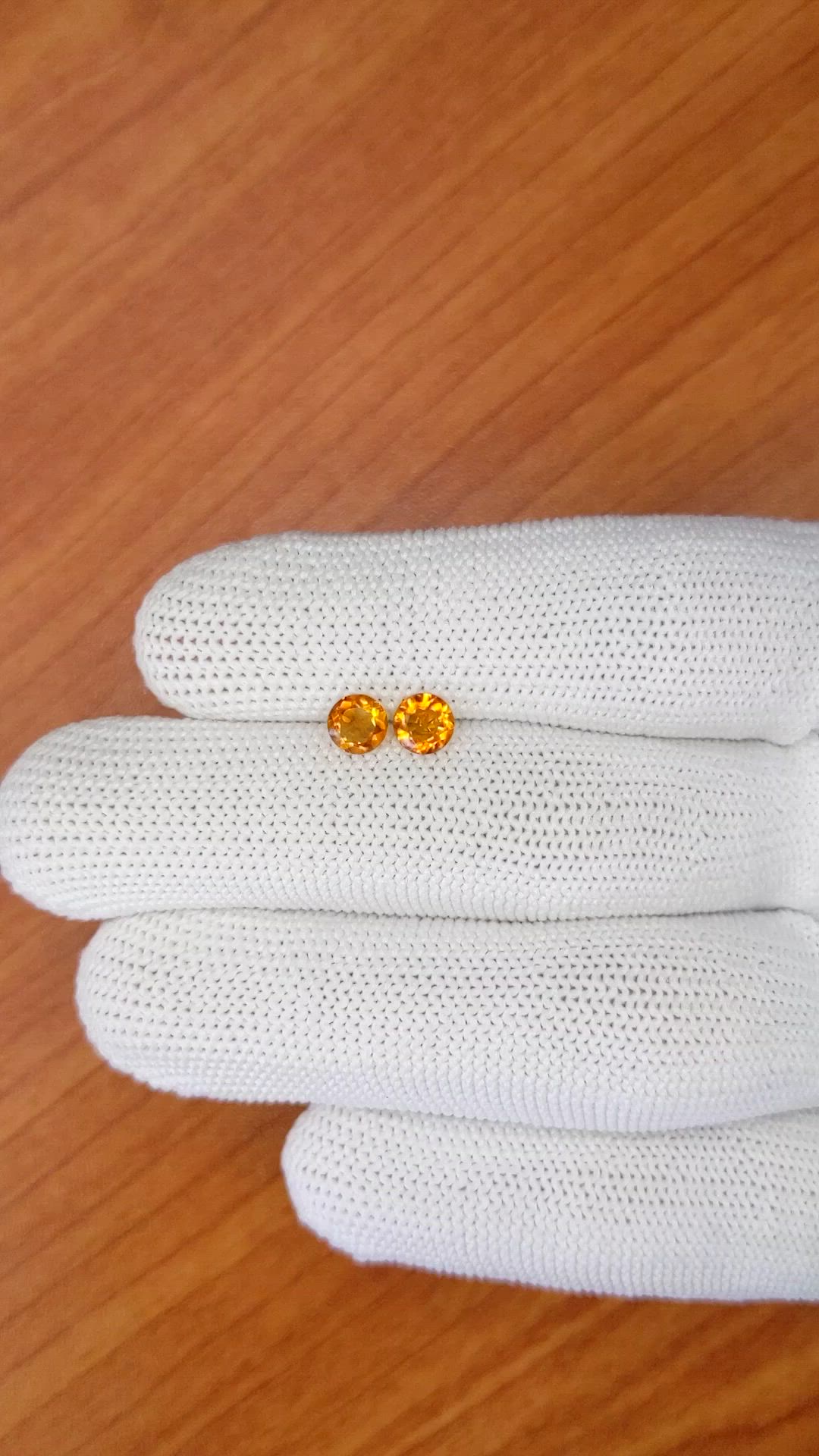 0.84&nbsp;Ct.Tw.Total Carat Weight Yellowish Orange Madeira Citrine Pair from Brazil Size Video