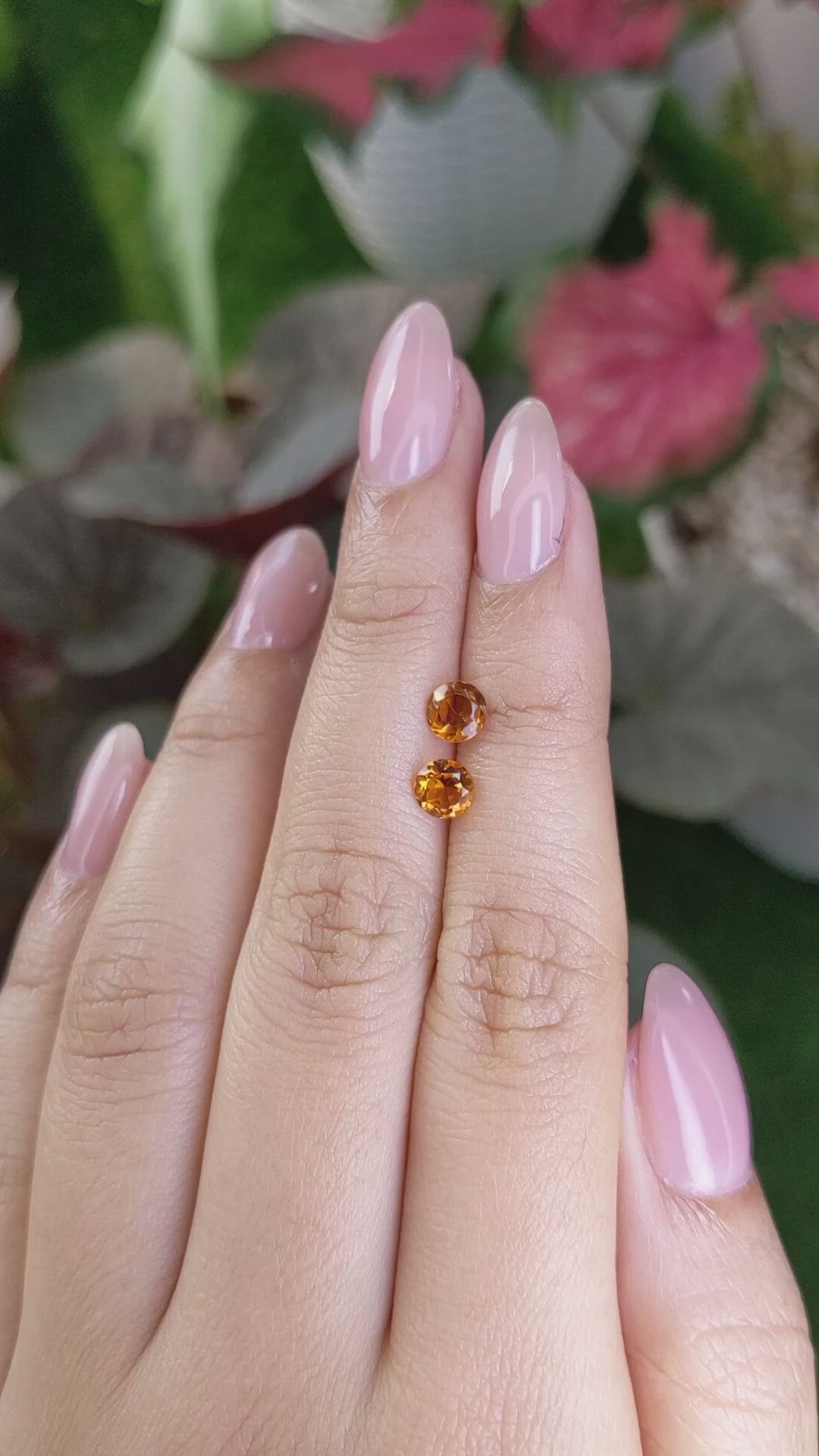 0.90 Ct.Tw.Total Carat Weight Orange Madeira Citrine Pair from Brazil Size Video