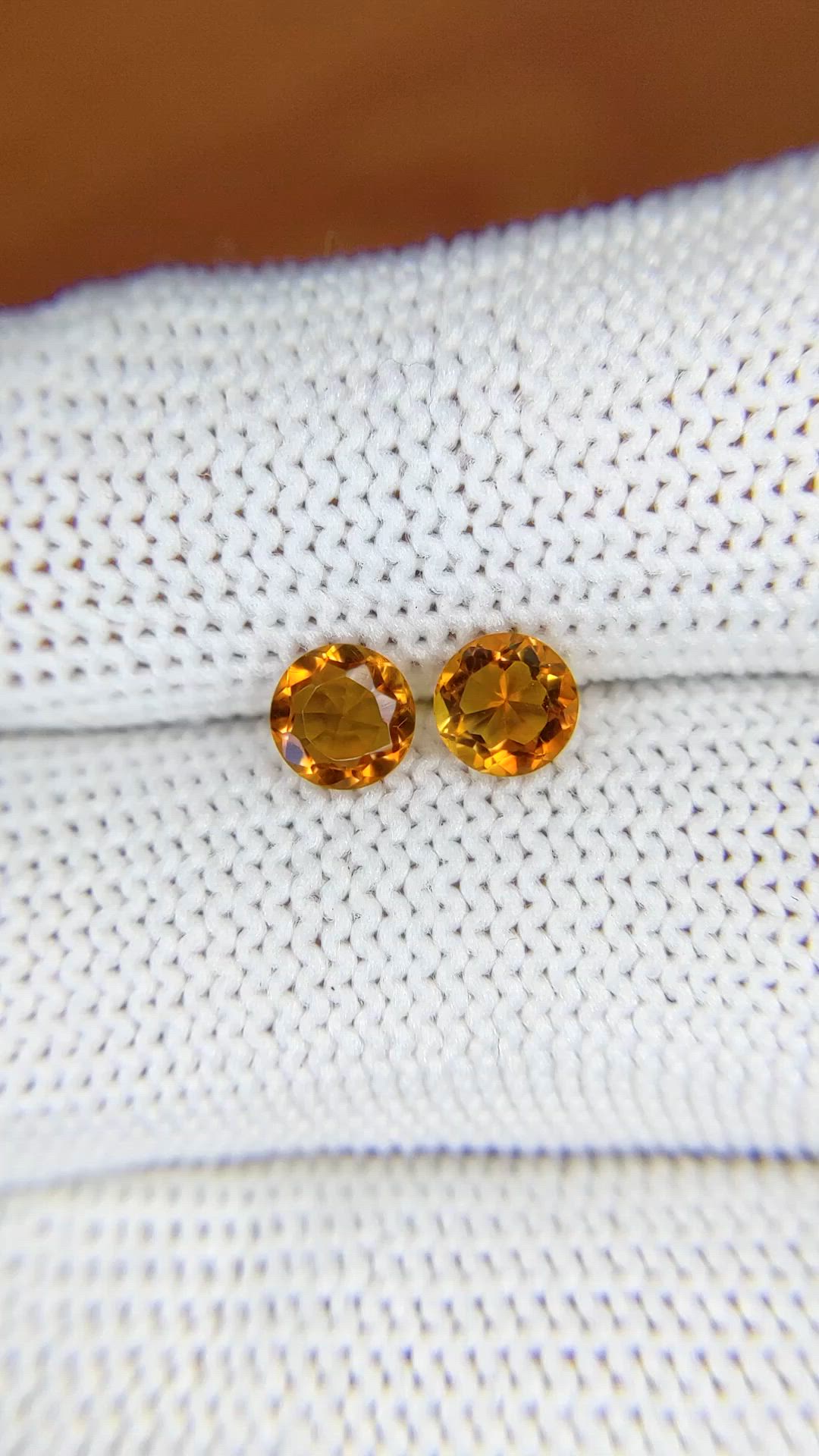 0.90 Ct.Tw.Total Carat Weight Orange Madeira Citrine Pair from Brazil Size Video