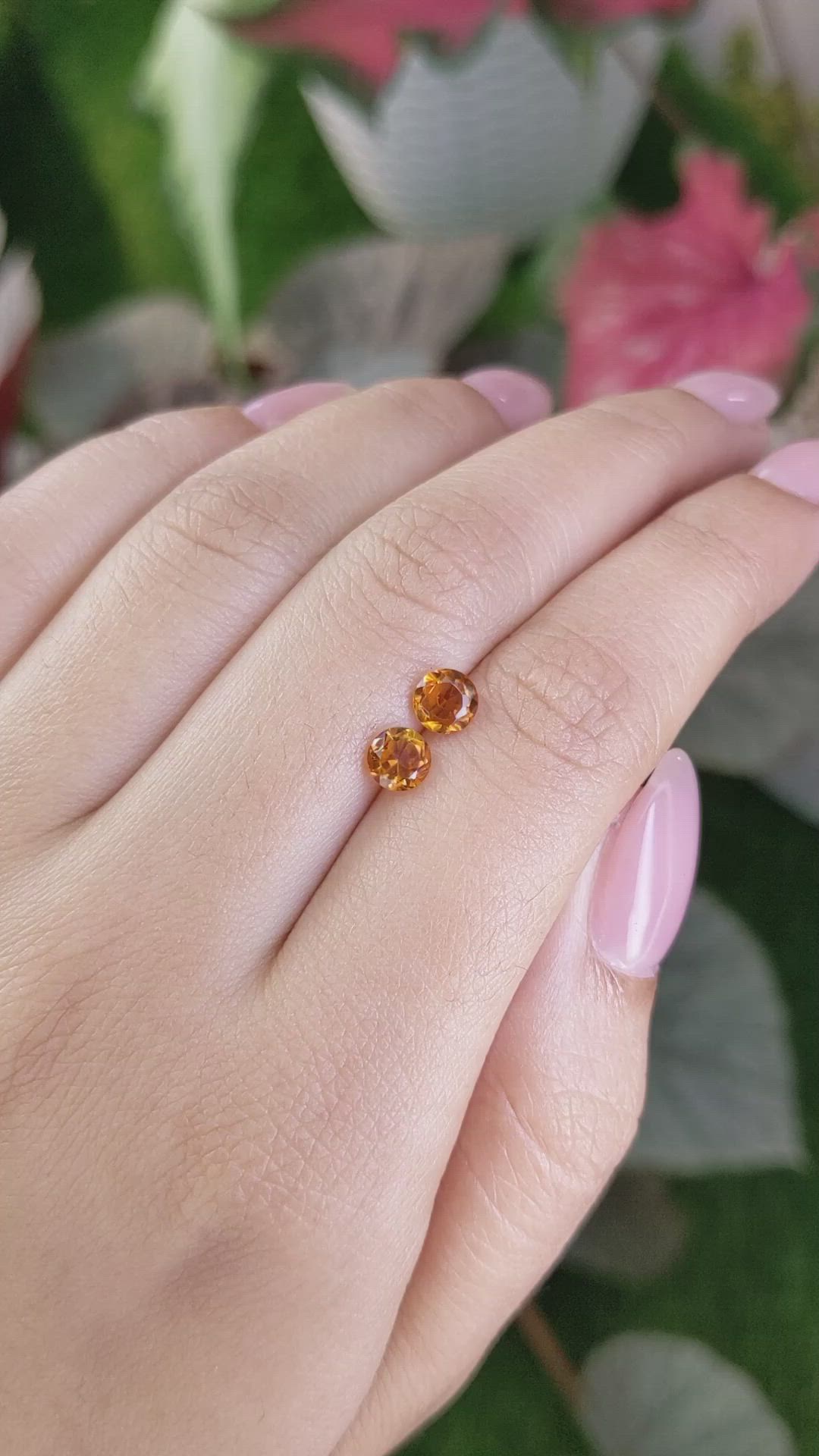 0.90 Ct.Tw.Total Carat Weight Orange Madeira Citrine Pair from Brazil Size Video