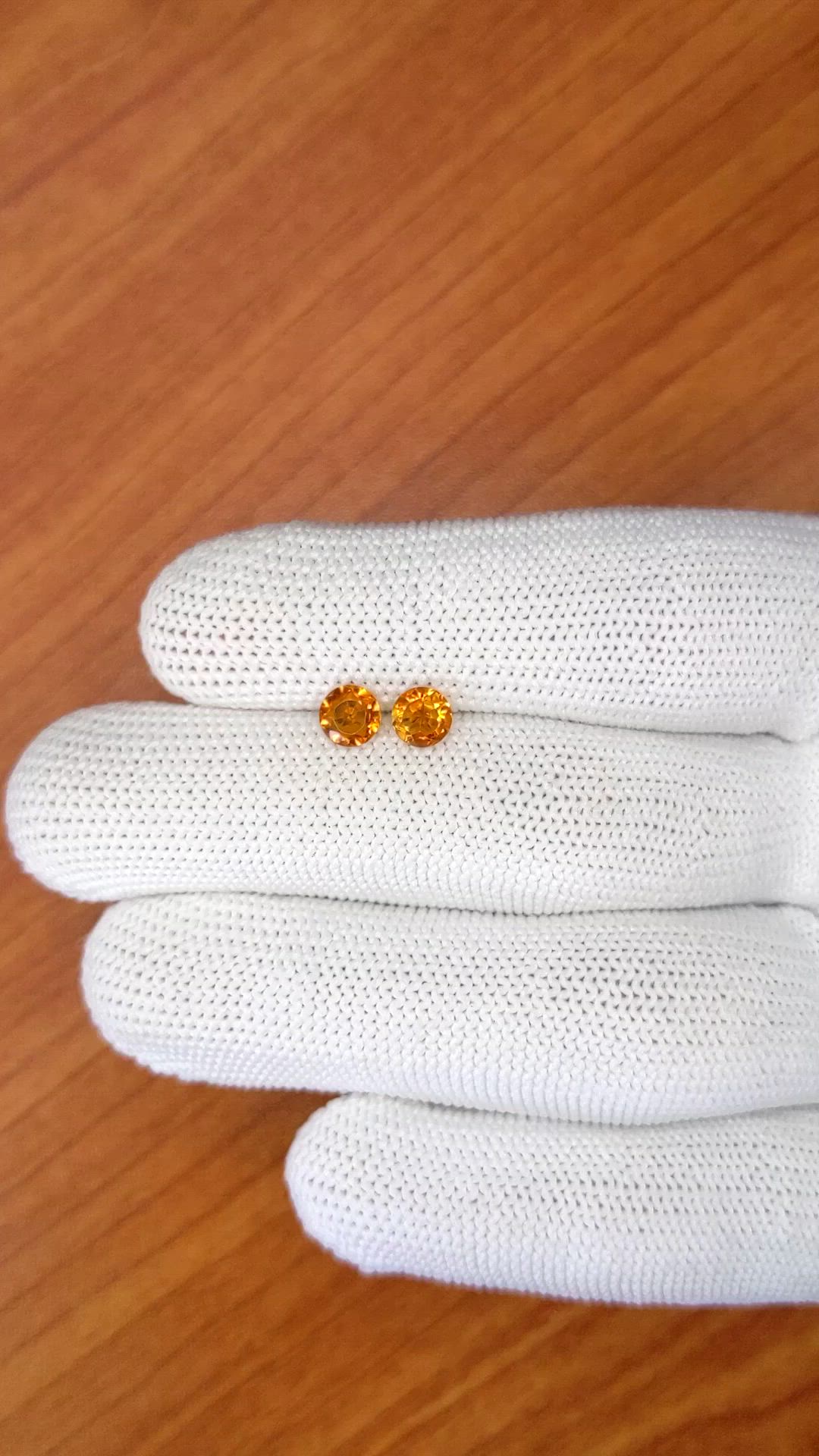 0.90 Ct.Tw.Total Carat Weight Orange Madeira Citrine Pair from Brazil Size Video