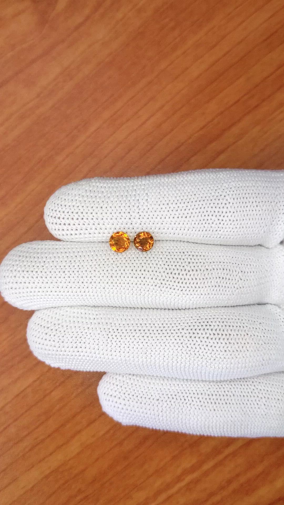 0.84&nbsp;Ct.Tw.Total Carat Weight Orange Madeira Citrine Pair from Brazil Size Video