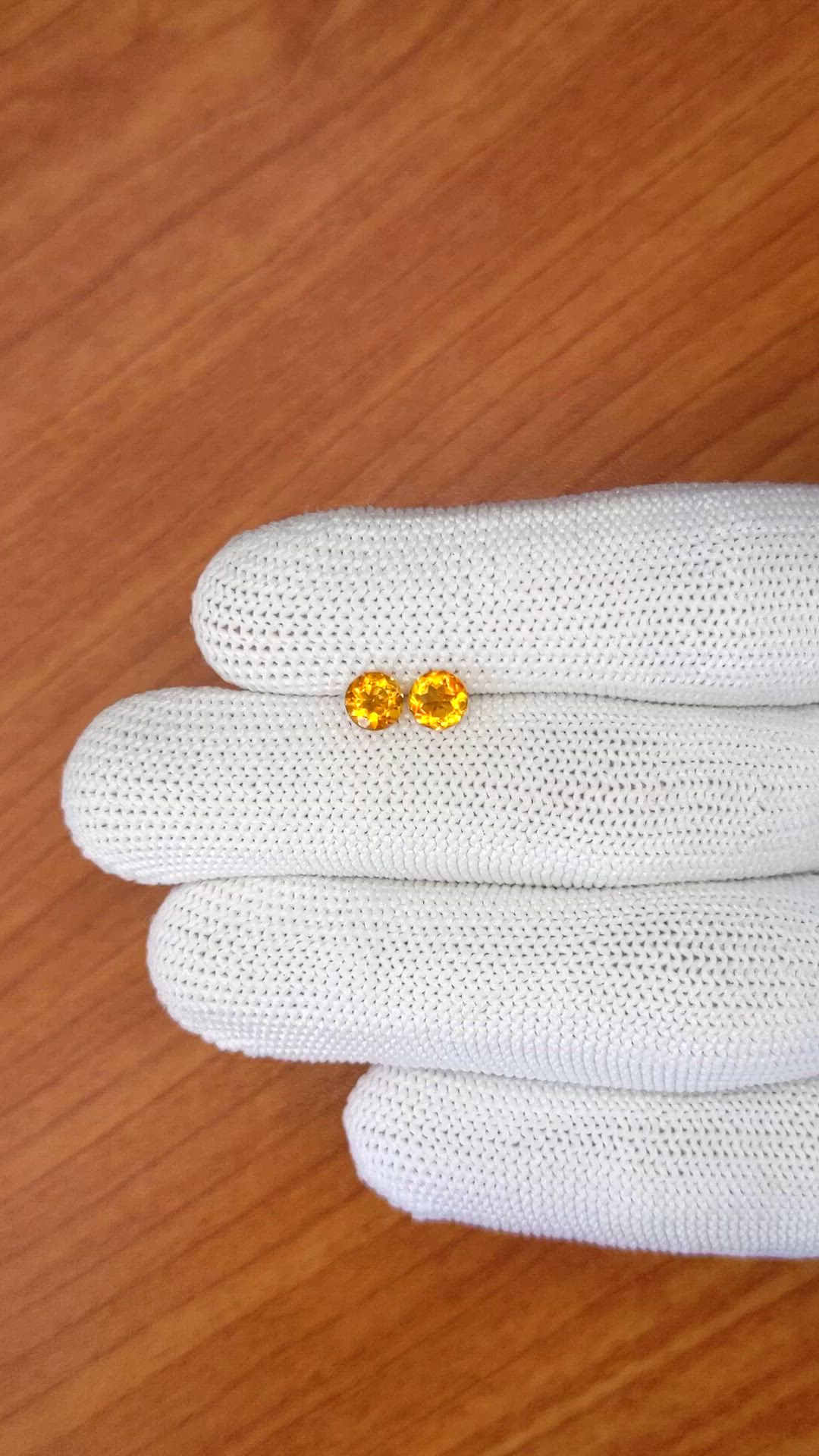 0.78&nbsp;Ct.Tw.Total Carat Weight Orange Madeira Citrine Pair from Brazil Size Video