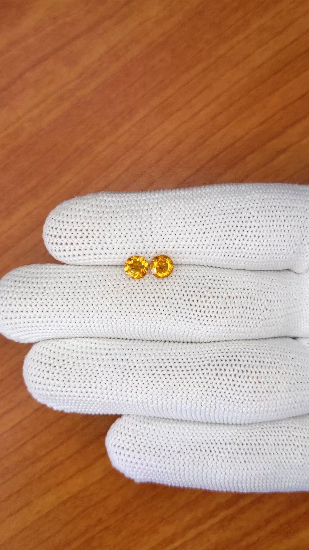 0.86&nbsp;Ct.Tw.Total Carat Weight Yellowish Orange Madeira Citrine Pair from Brazil Size Video
