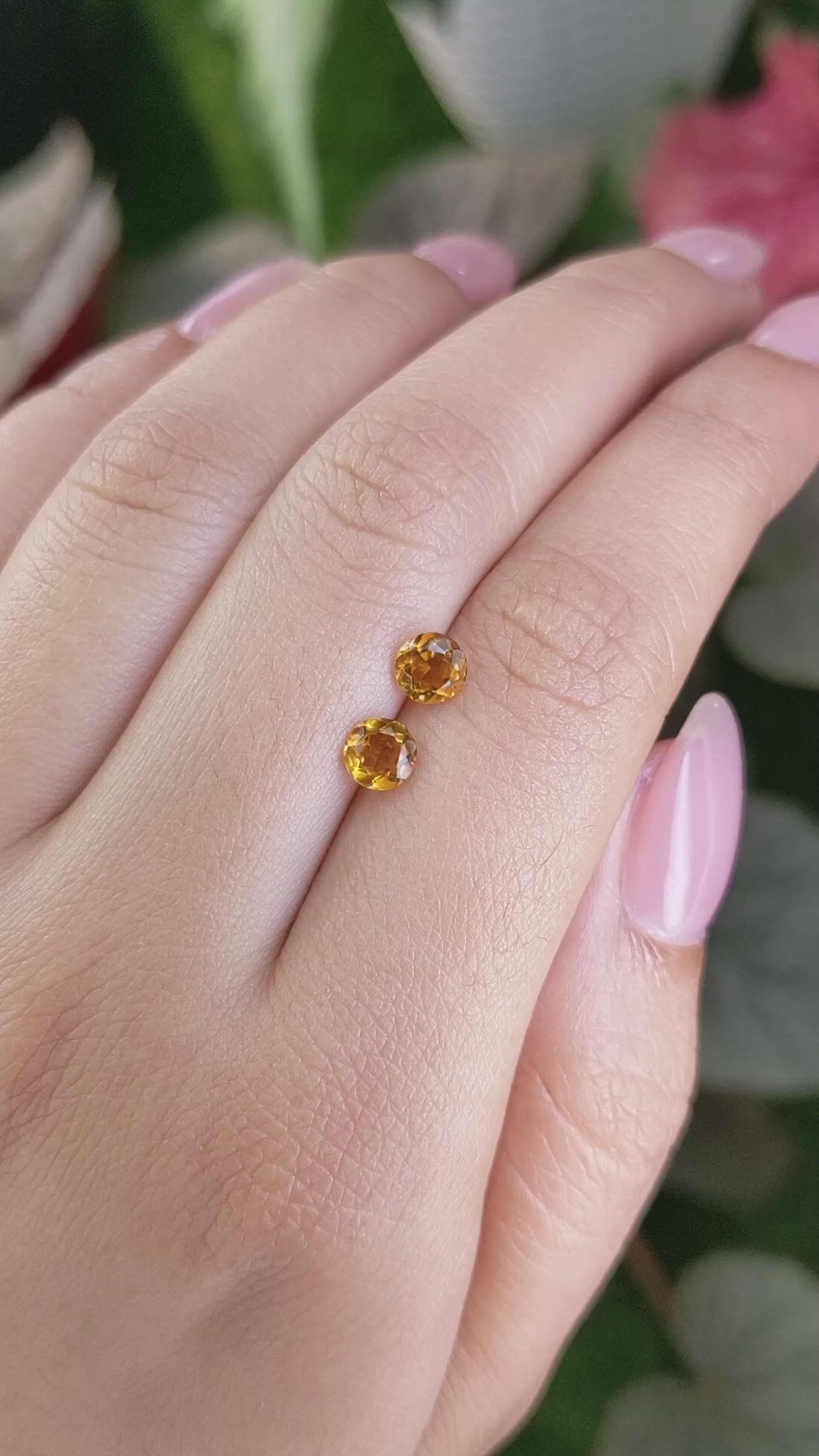 0.86&nbsp;Ct.Tw.Total Carat Weight Yellowish Orange Madeira Citrine Pair from Brazil Size Video