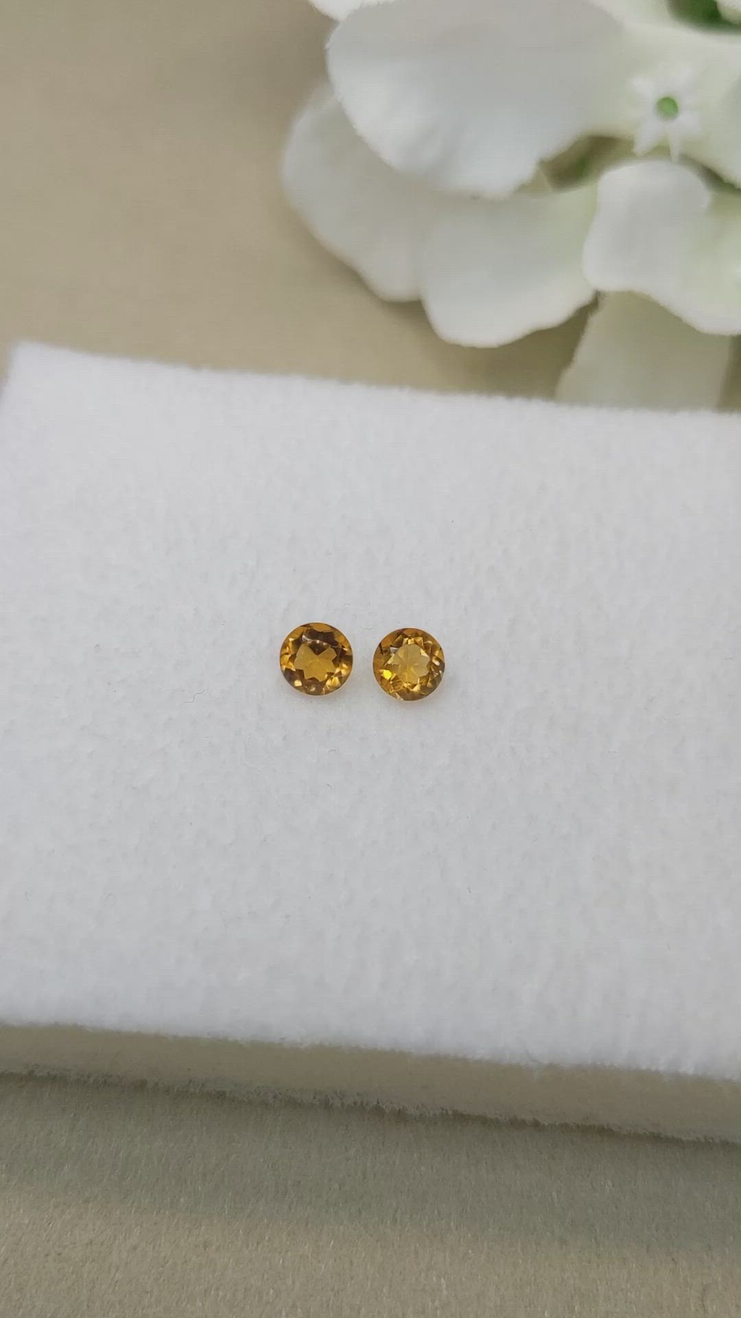0.88 Ct.Tw.Total Carat Weight Yellowish Orange Madeira Citrine Pair from Brazil Size Video