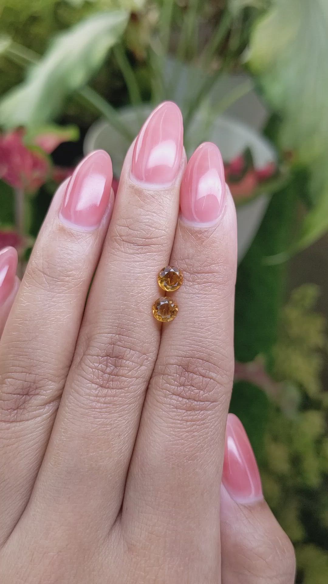 0.88 Ct.Tw.Total Carat Weight Yellowish Orange Madeira Citrine Pair from Brazil Size Video