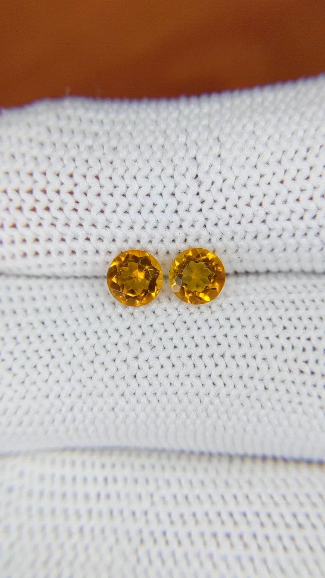 0.88 Ct.Tw.Total Carat Weight Yellowish Orange Madeira Citrine Pair from Brazil Size Video