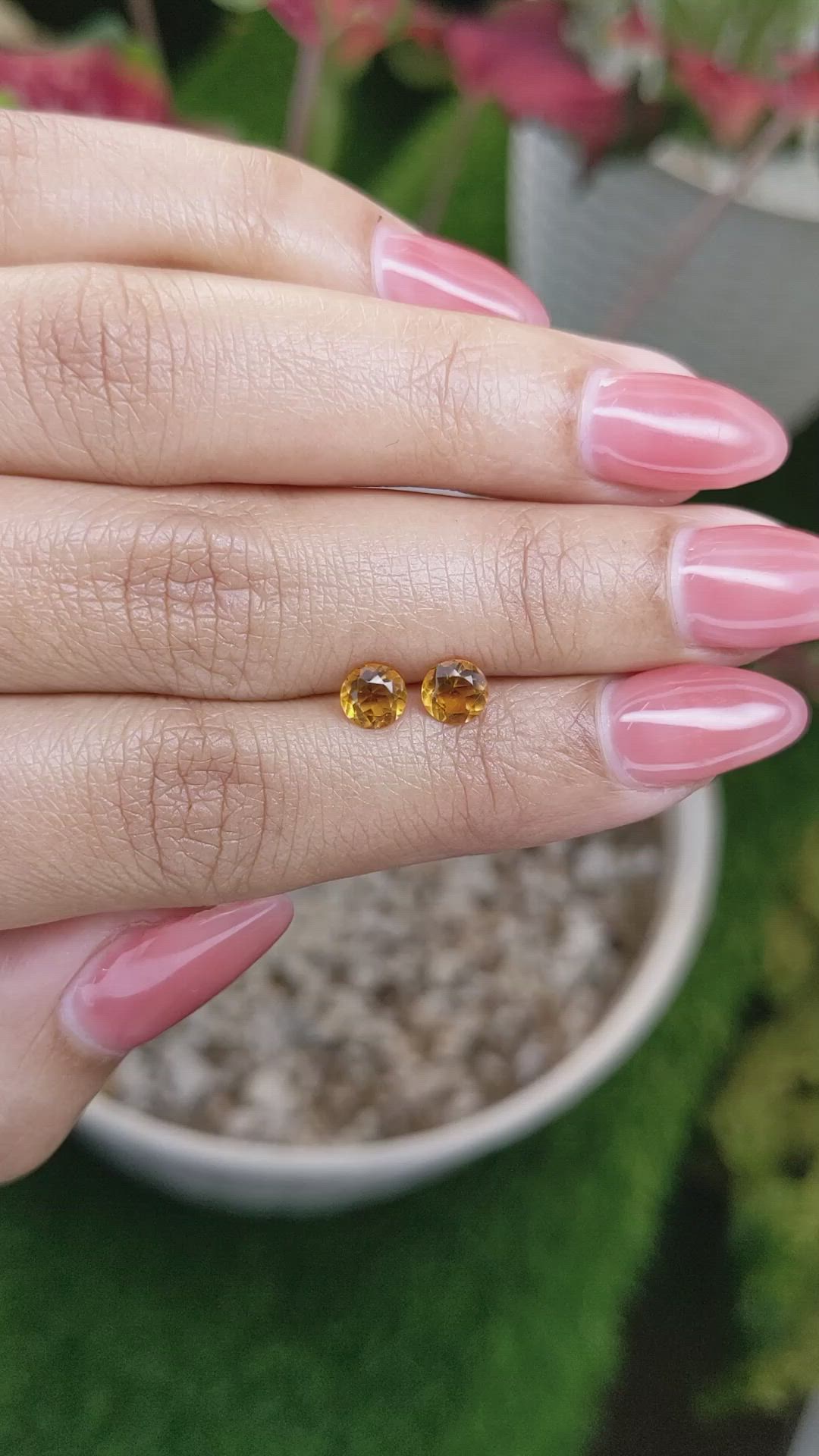 0.88 Ct.Tw.Total Carat Weight Yellowish Orange Madeira Citrine Pair from Brazil Size Video