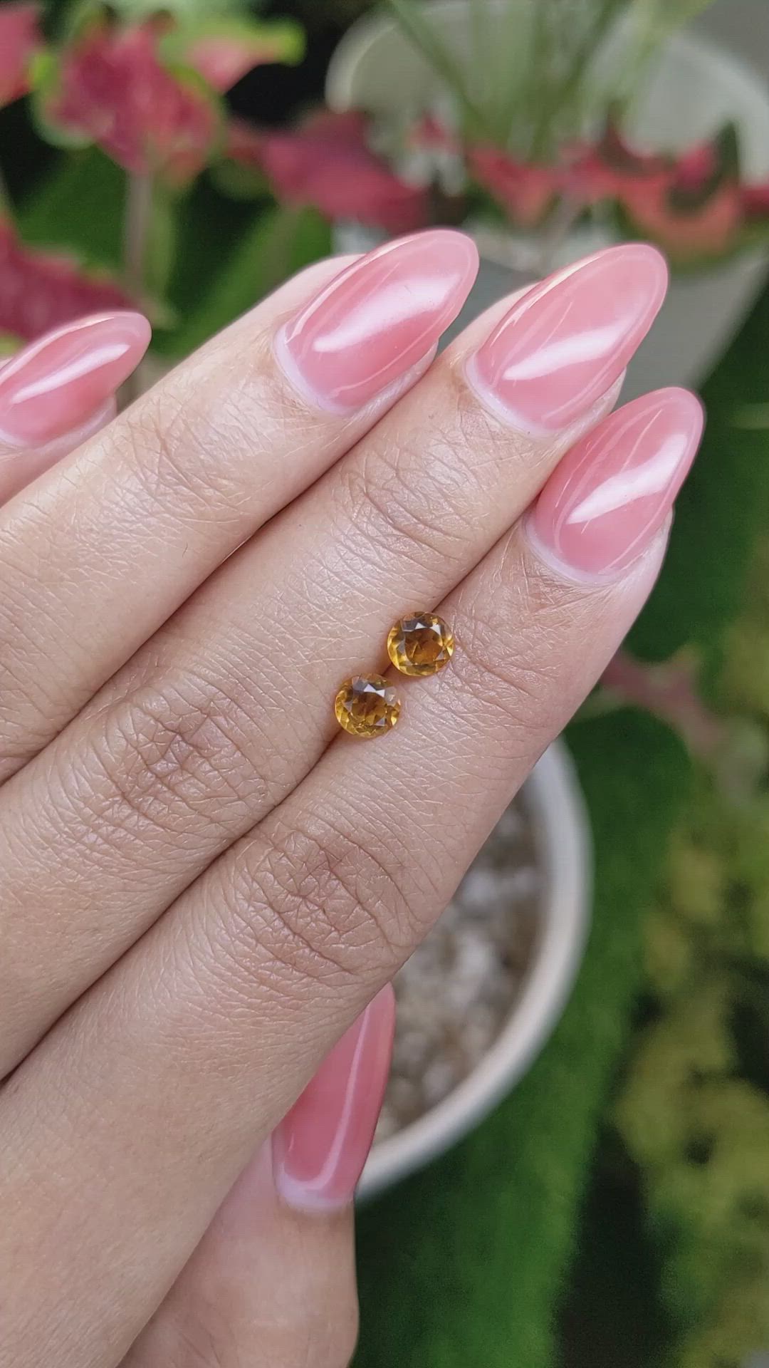 0.88 Ct.Tw.Total Carat Weight Yellowish Orange Madeira Citrine Pair from Brazil Size Video