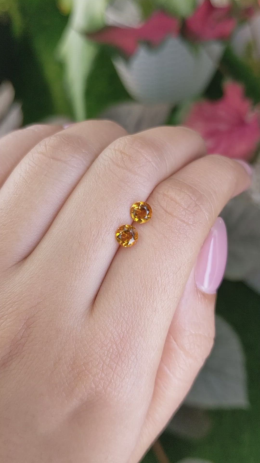 0.90&nbsp;Ct.Tw.Total Carat Weight Yellowish Orange Madeira Citrine Pair from Brazil Size Video