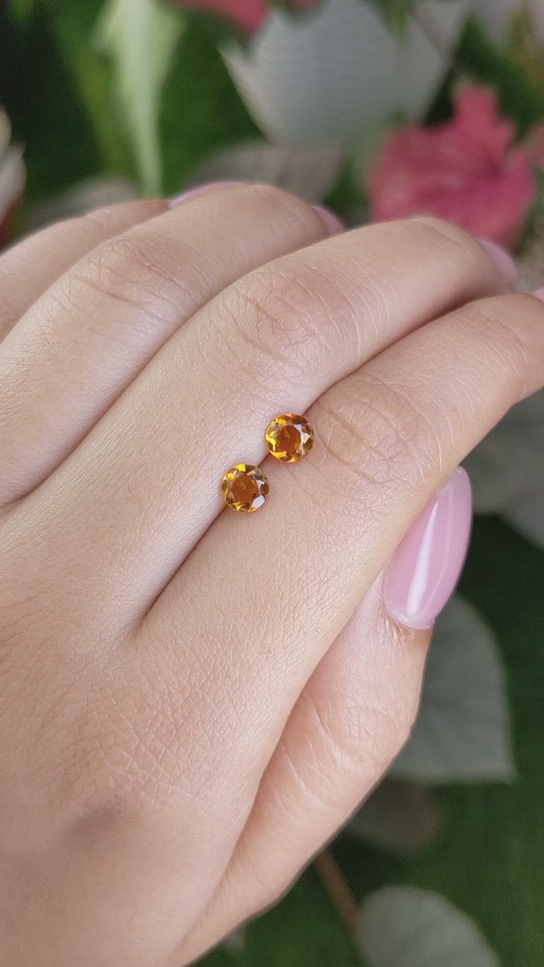 0.78&nbsp;Ct.Tw.Total Carat Weight Brownish Orange Madeira Citrine Pair from Brazil Size Video