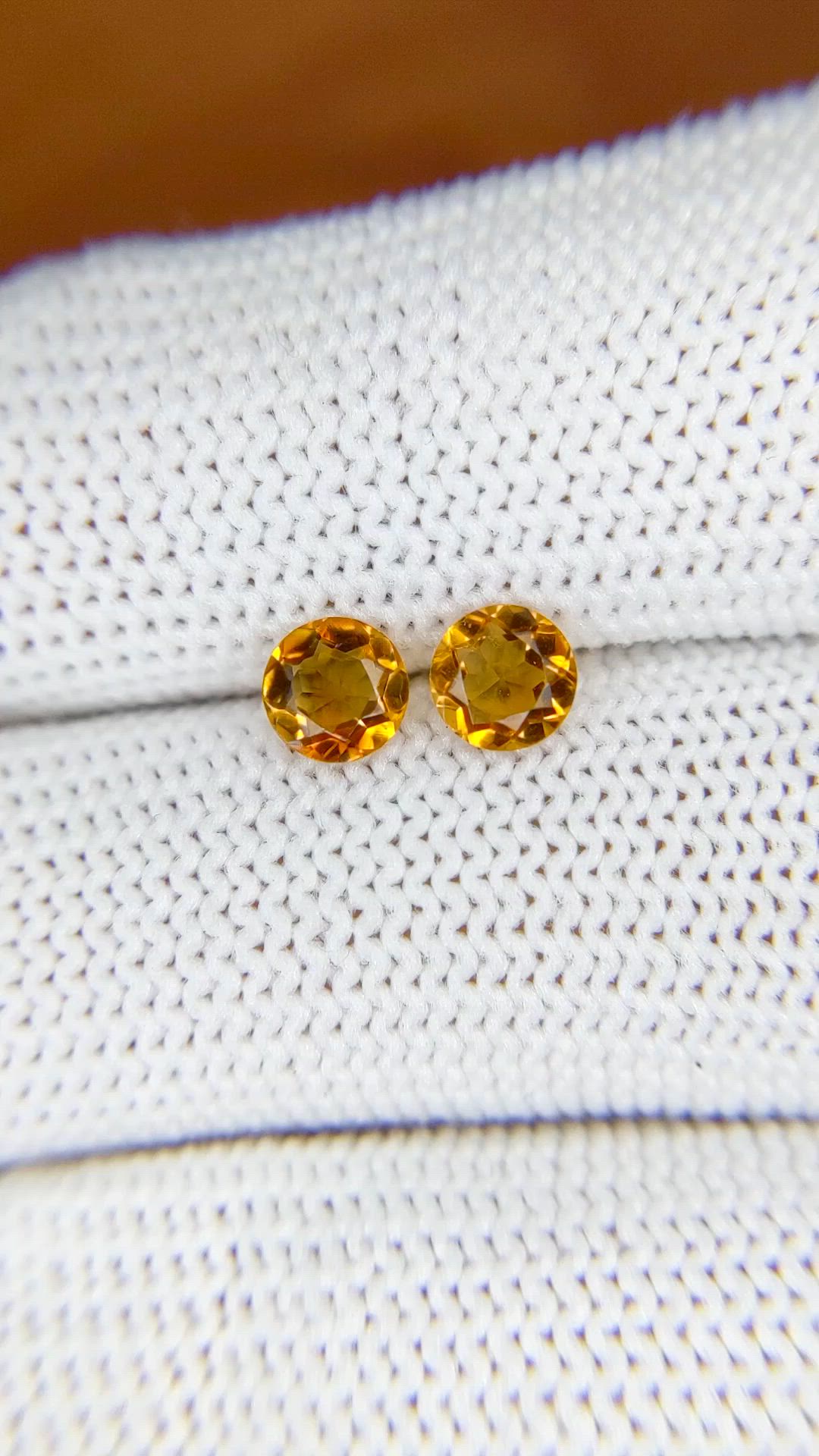 0.78&nbsp;Ct.Tw.Total Carat Weight Brownish Orange Madeira Citrine Pair from Brazil Size Video