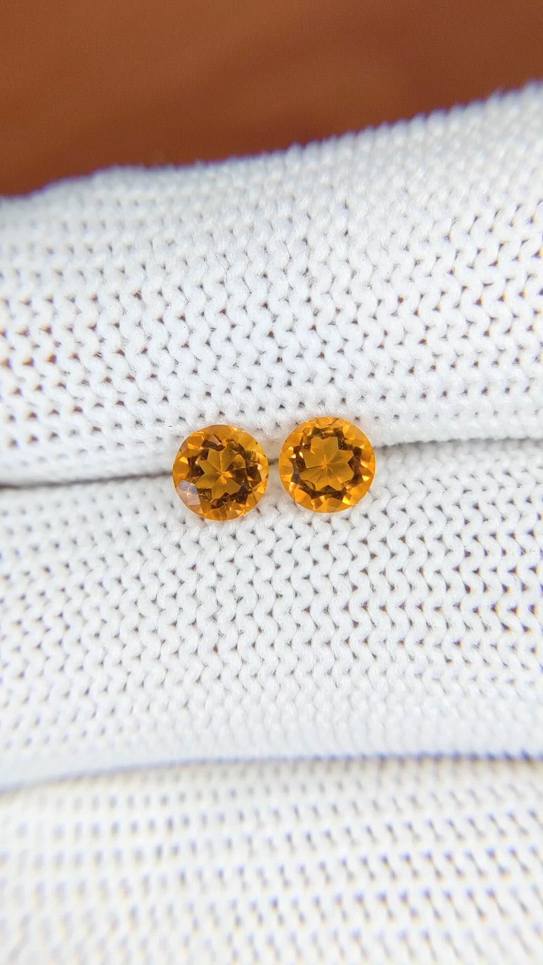 0.92 Ct.Tw.Total Carat Weight Yellowish Orange Madeira Citrine Pair from Brazil Size Video