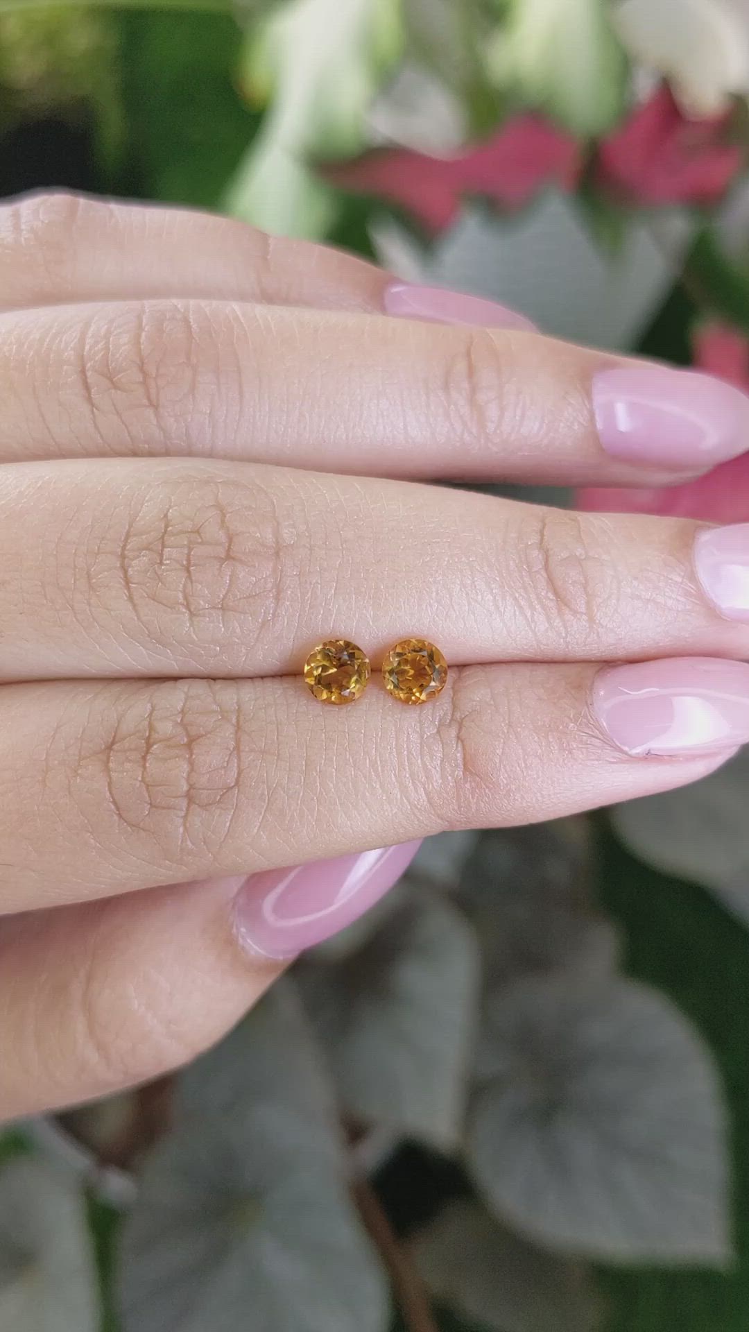 0.92 Ct.Tw.Total Carat Weight Yellowish Orange Madeira Citrine Pair from Brazil Size Video