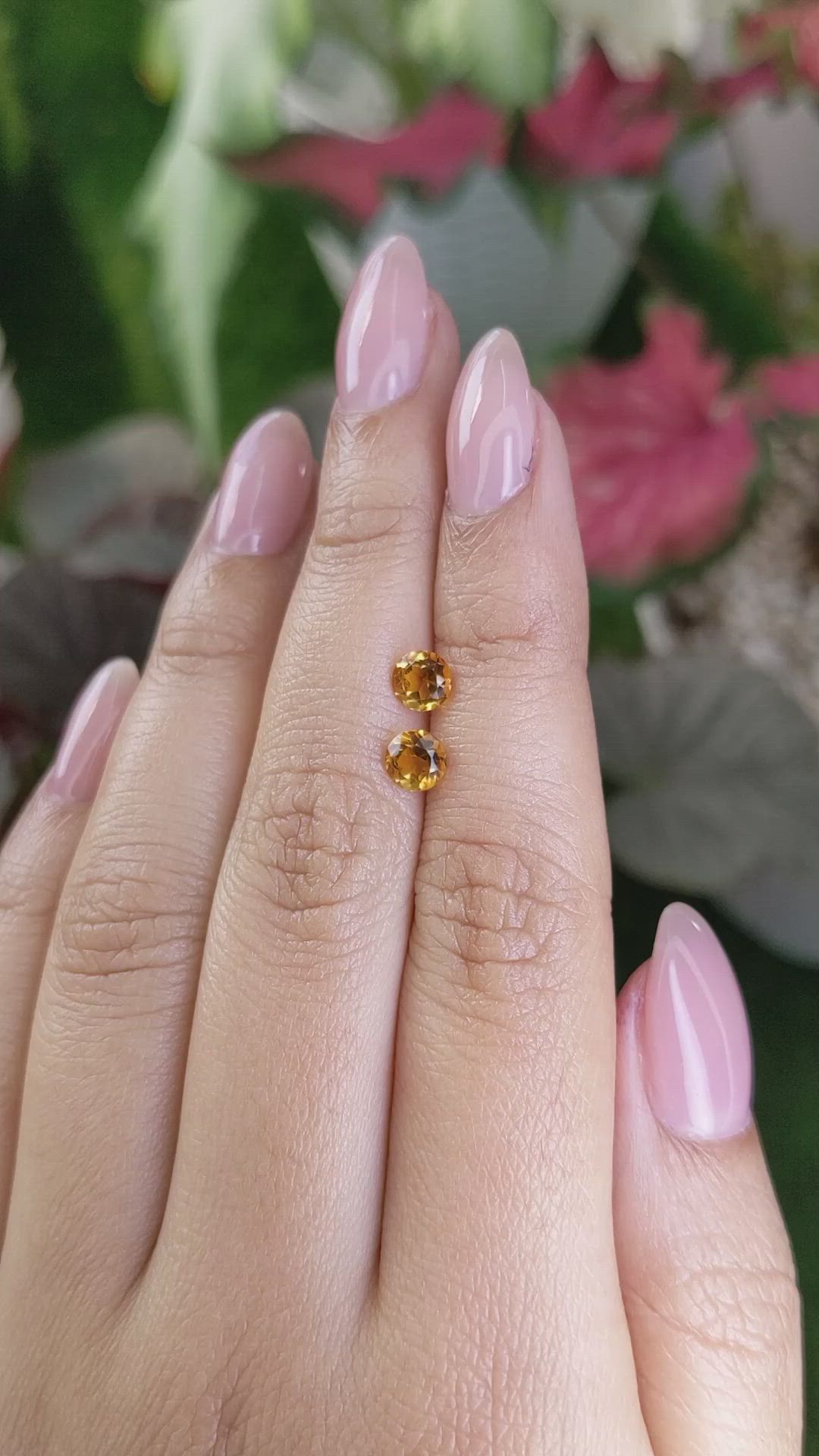 0.92 Ct.Tw.Total Carat Weight Yellowish Orange Madeira Citrine Pair from Brazil Size Video