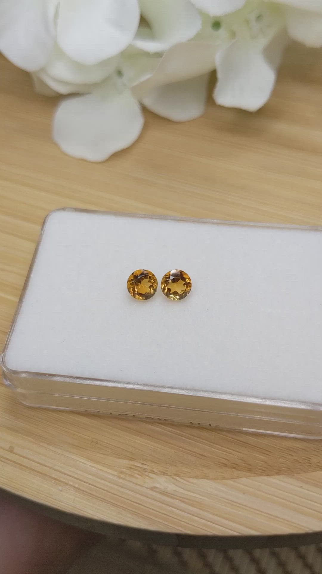 0.92 Ct.Tw.Total Carat Weight Yellowish Orange Madeira Citrine Pair from Brazil Size Video