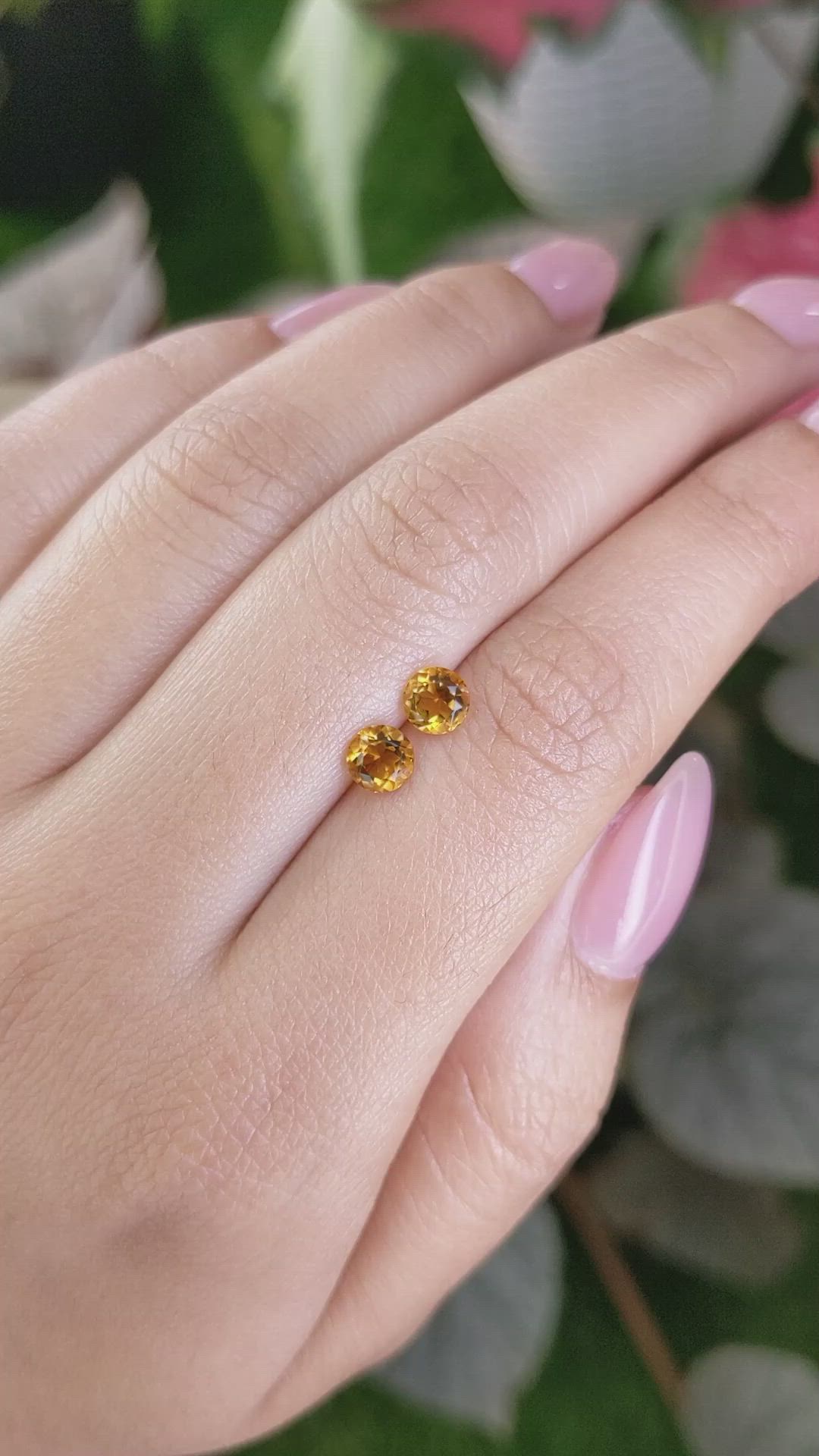 0.92 Ct.Tw.Total Carat Weight Yellowish Orange Madeira Citrine Pair from Brazil Size Video